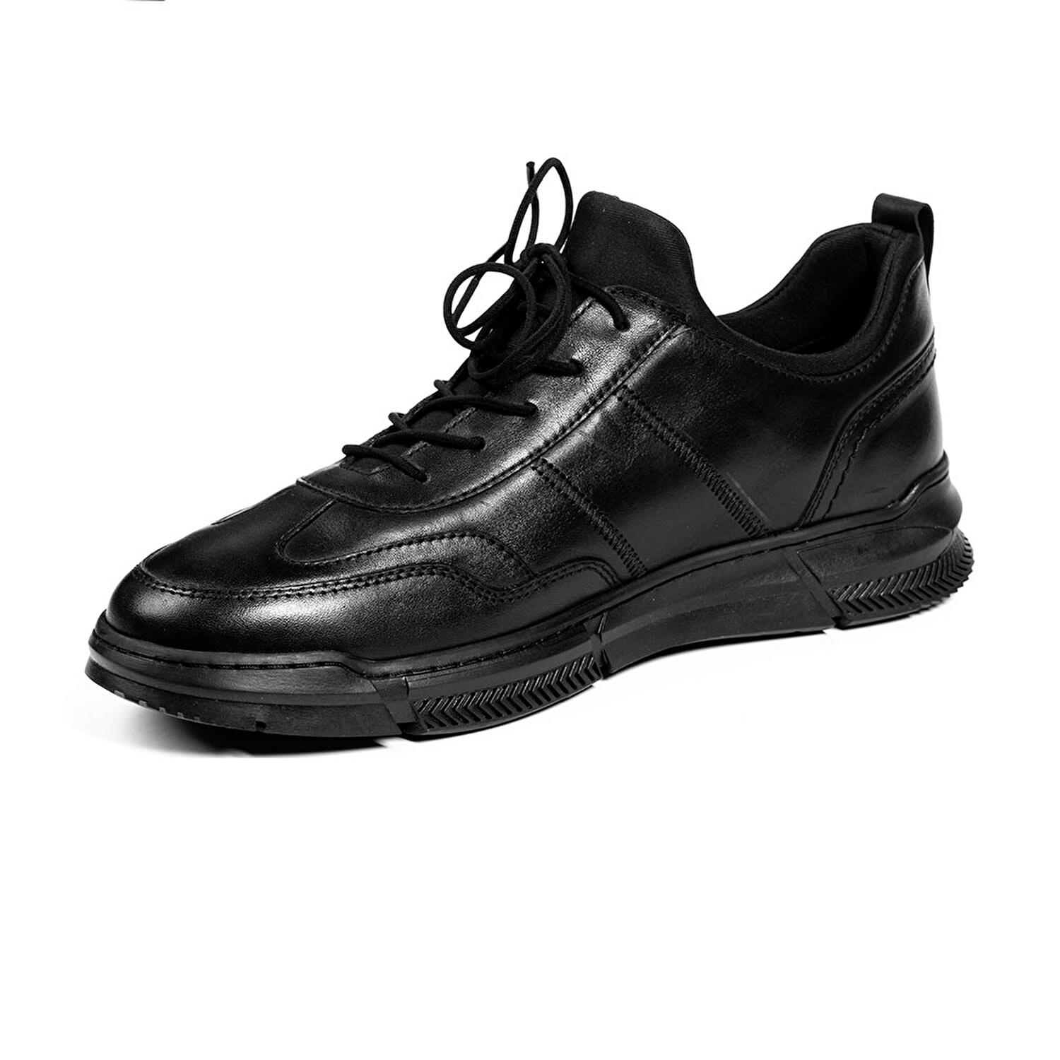 Erkek Siyah Hakiki Deri Sneaker Ayakkabı 1K1CA14362-2