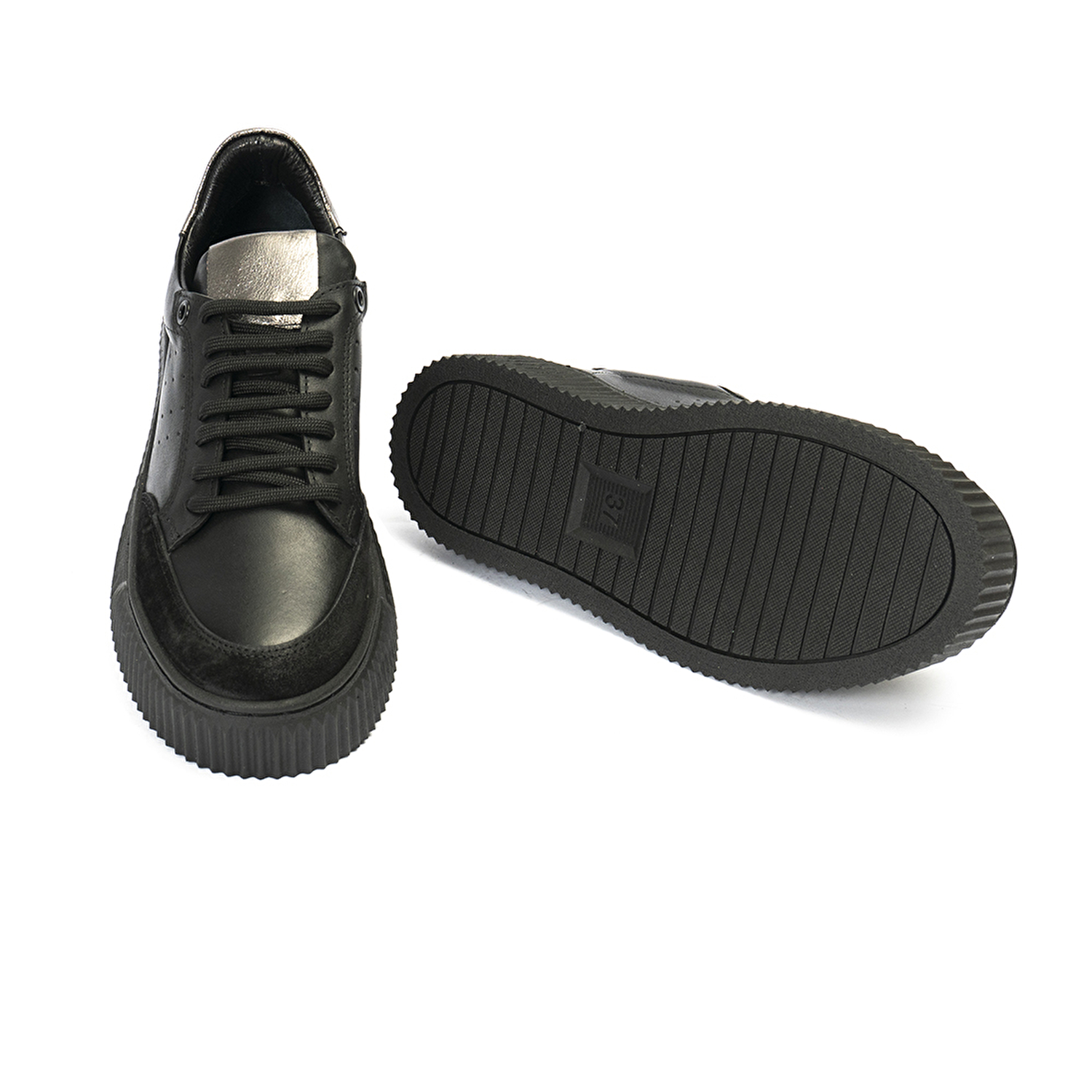 Kadın Siyah Hakiki Deri Sneaker Ayakkabı 2K2SA72000-5
