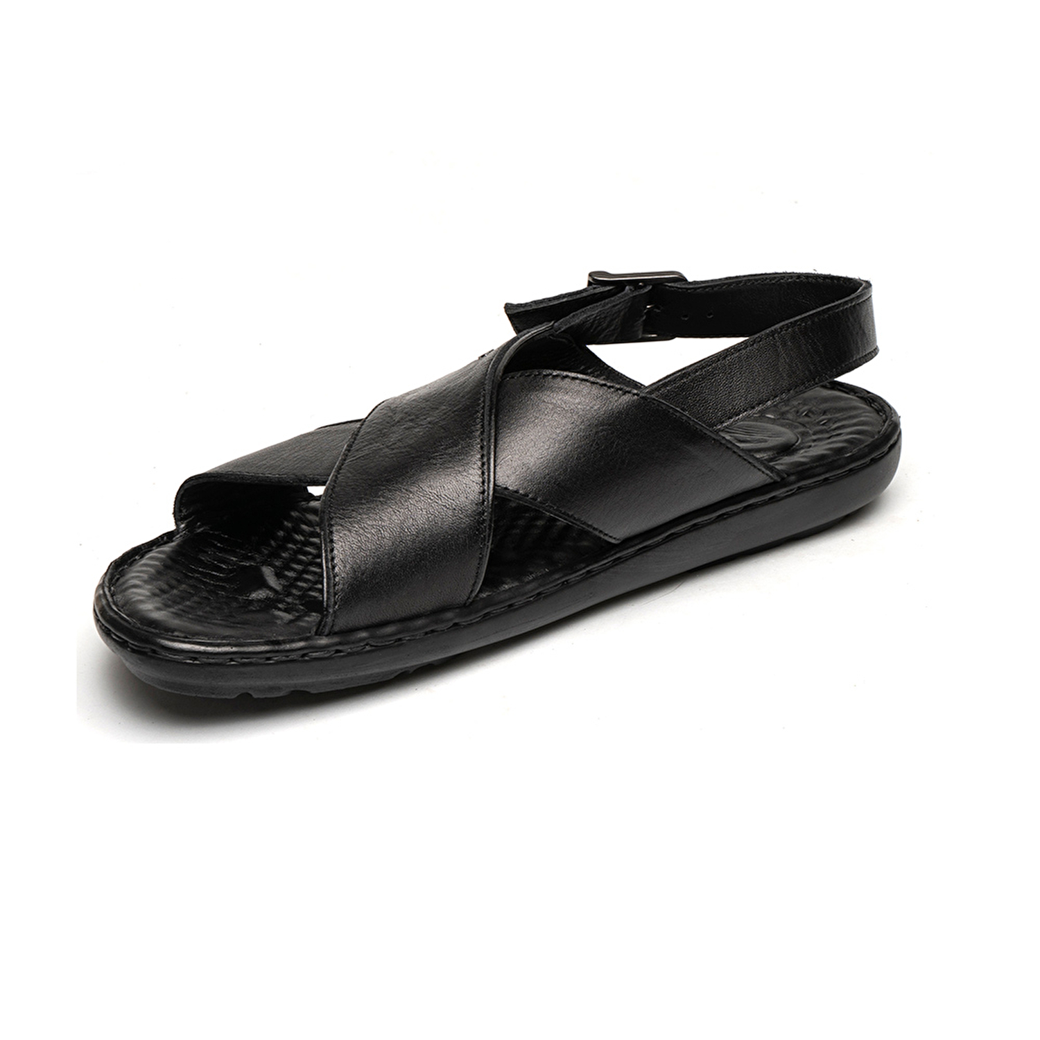 Erkek Siyah Hakiki Deri Sandalet 2Y1FS67802-2