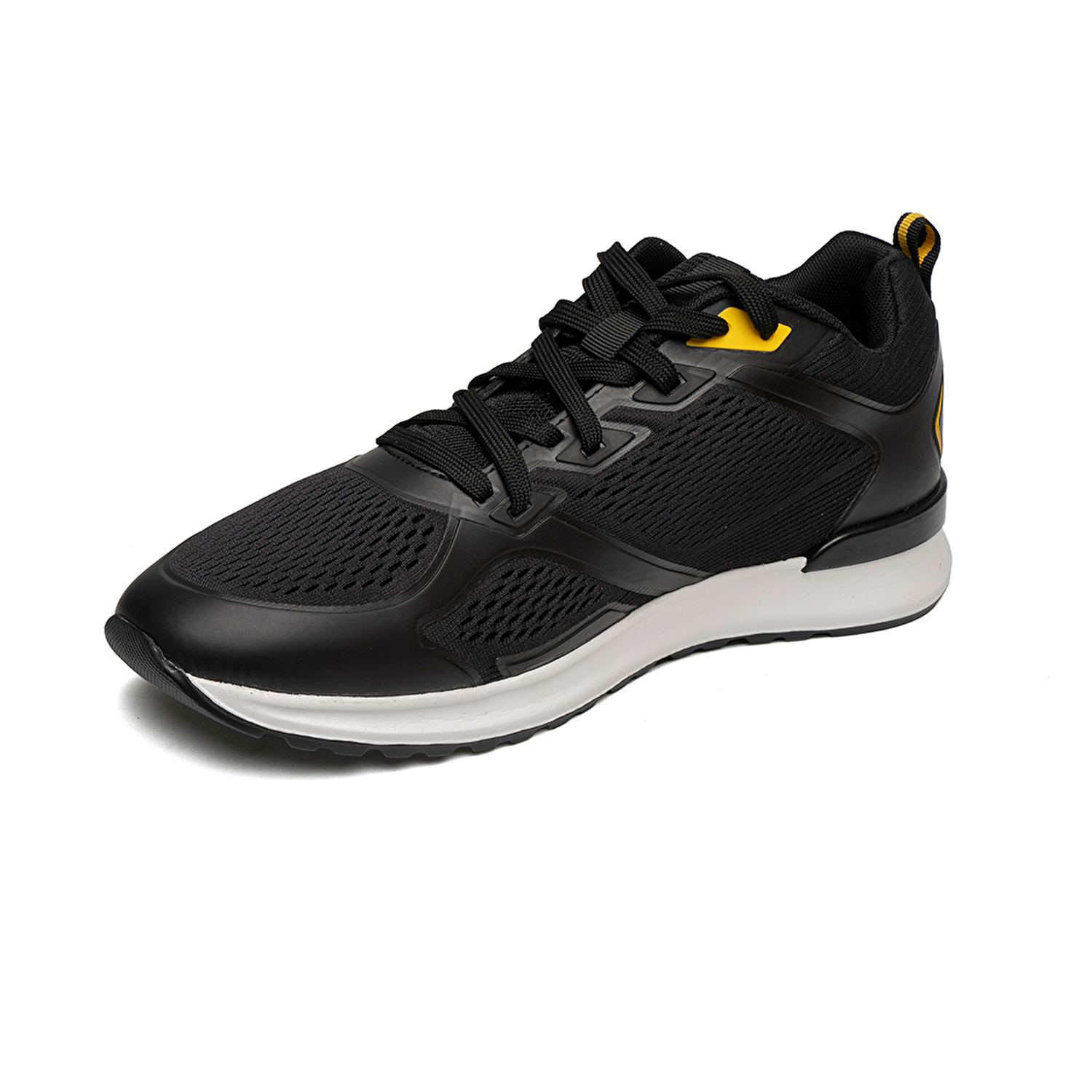 Erkek Siyah Sarı Hakiki Deri Sneaker Ayakkabı 2Y1SA14195-2