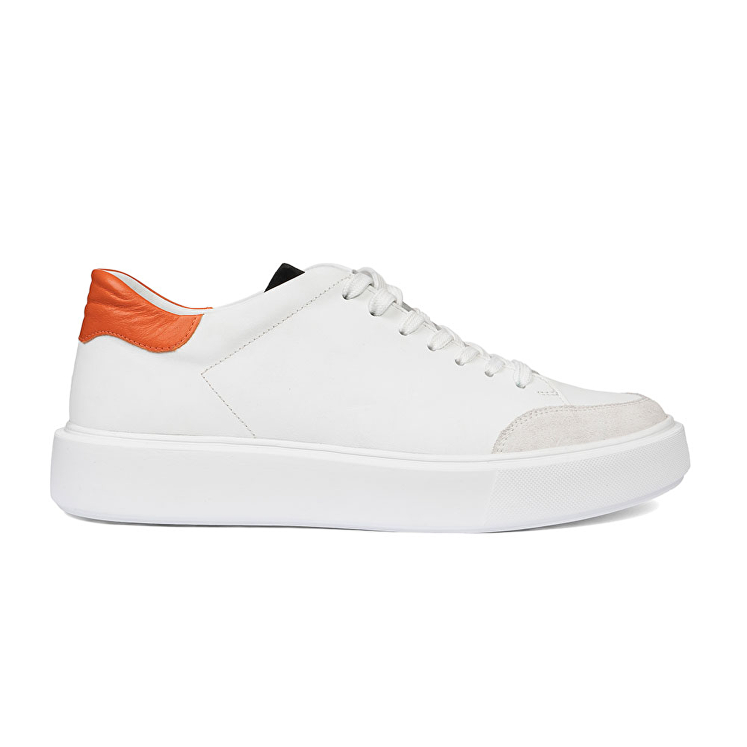 Erkek Beyaz Turuncu Hakiki Deri Sneaker Ayakkabı 2Y1SA67876-1