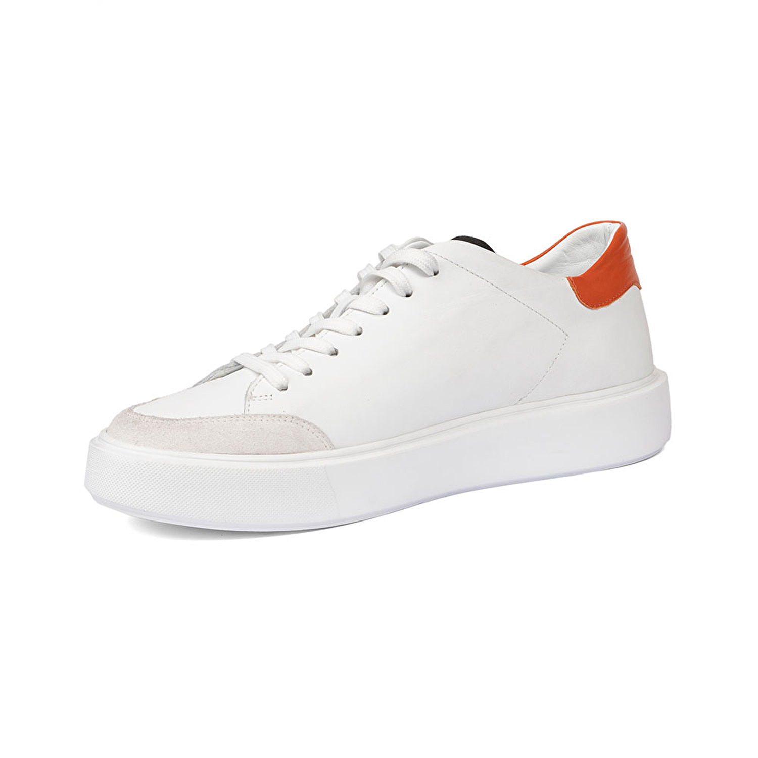 Erkek Beyaz Turuncu Hakiki Deri Sneaker Ayakkabı 2Y1SA67876-2