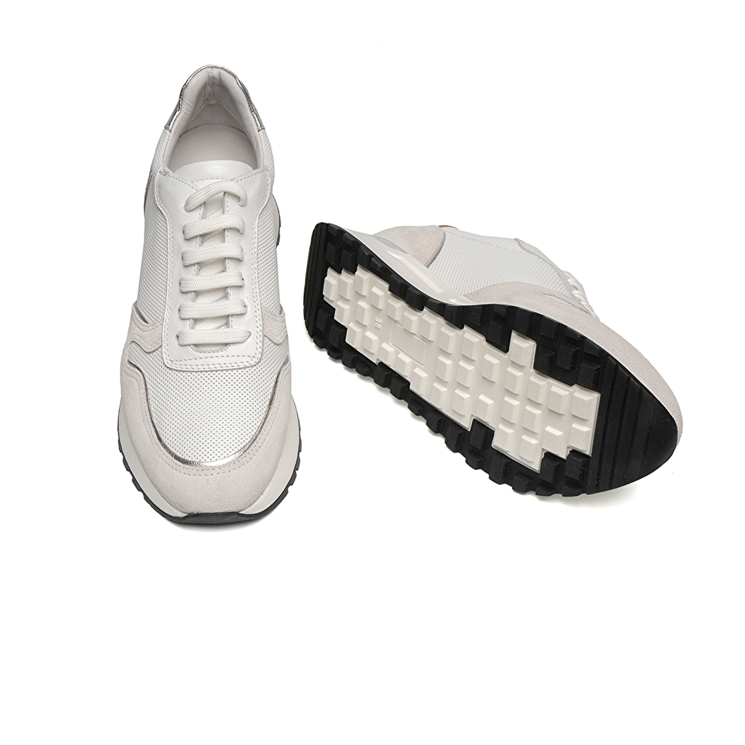 Kadın Beyaz Hakiki Deri Sneaker Ayakkabı 2Y2SA57935-5