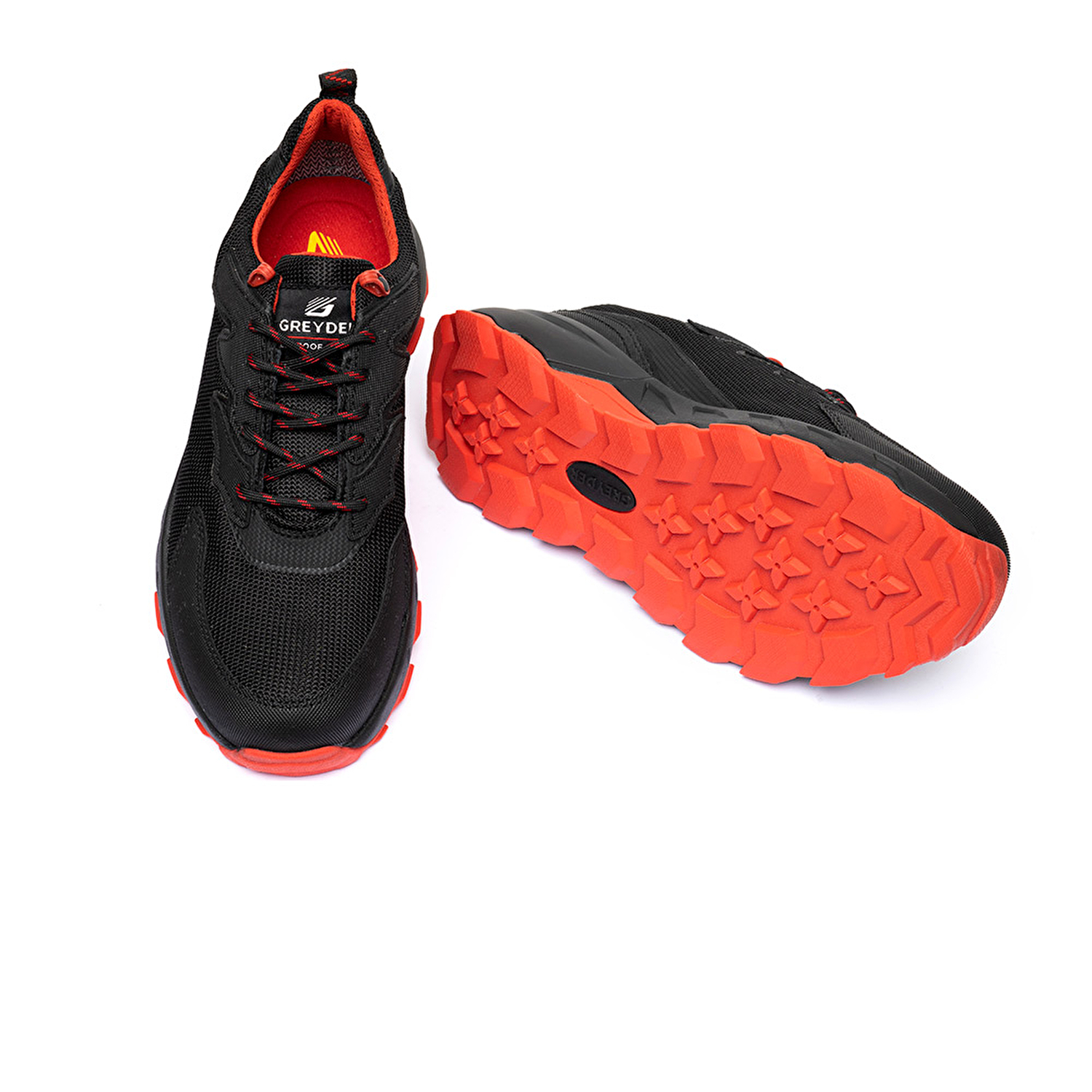 Erkek Siyah Kırmızı Deri Su Geçirmez Outdoor Ayakkabı 3K1GA16345-5
