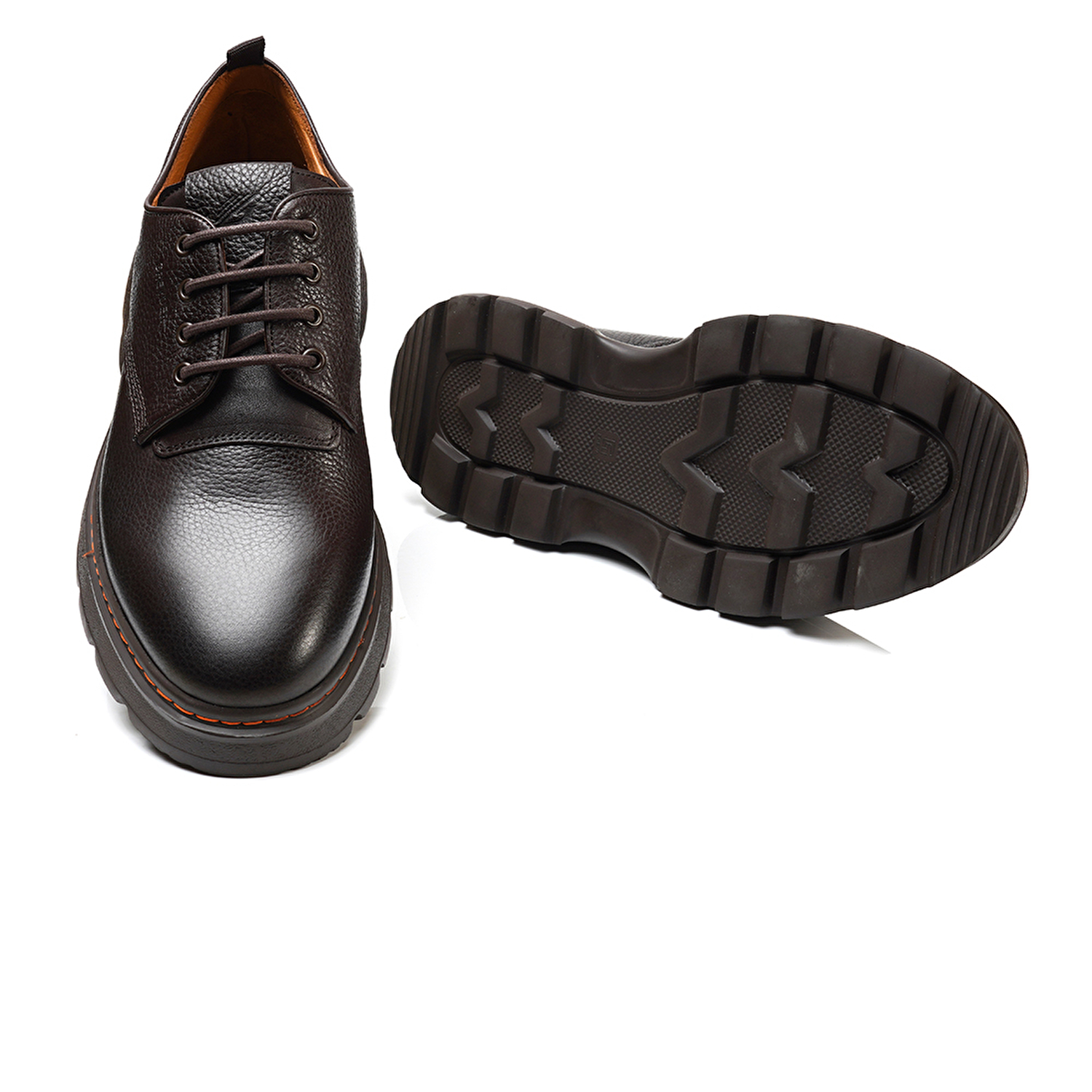 Erkek kahverengi Hakiki Deri Oxford Ayakkabı 3K1KA16240-5
