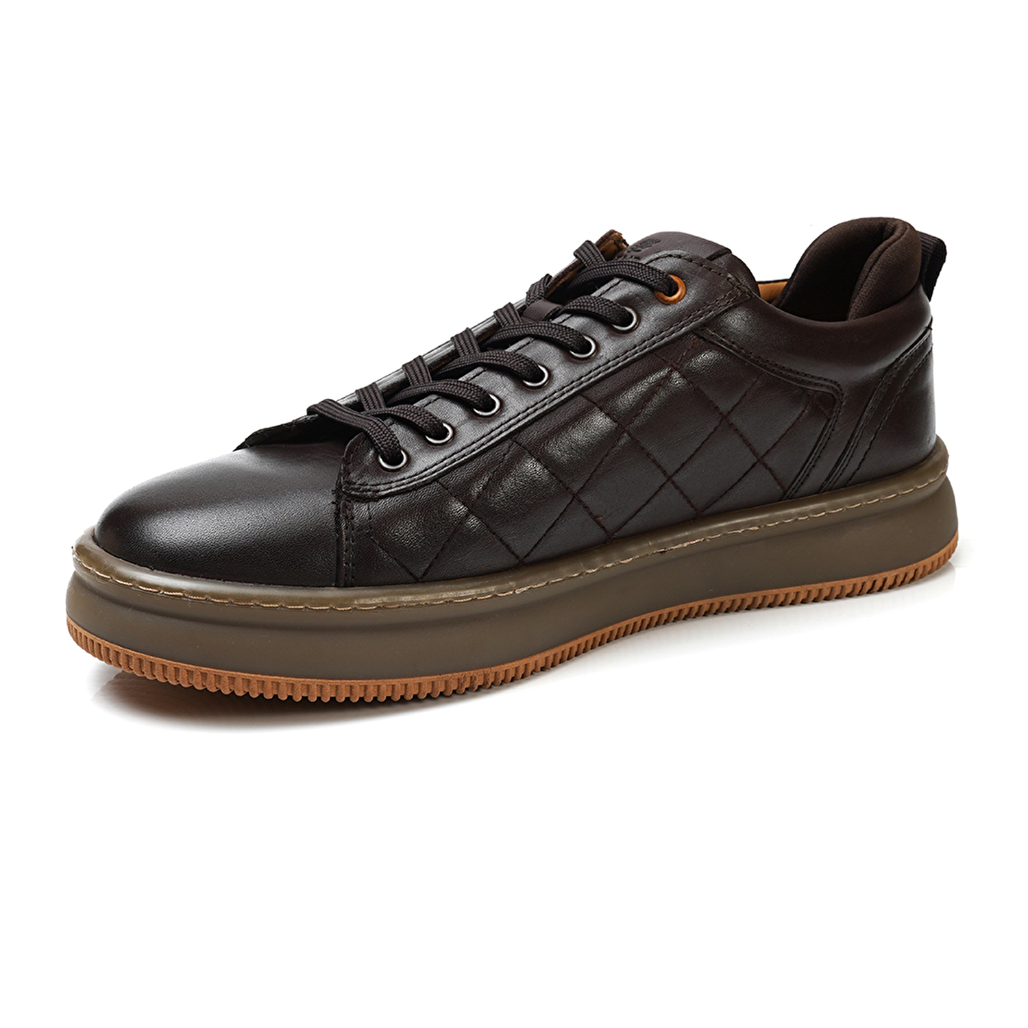 Erkek kahverengi Hakiki Deri Sneaker Ayakkabı 3K1SA16381-2