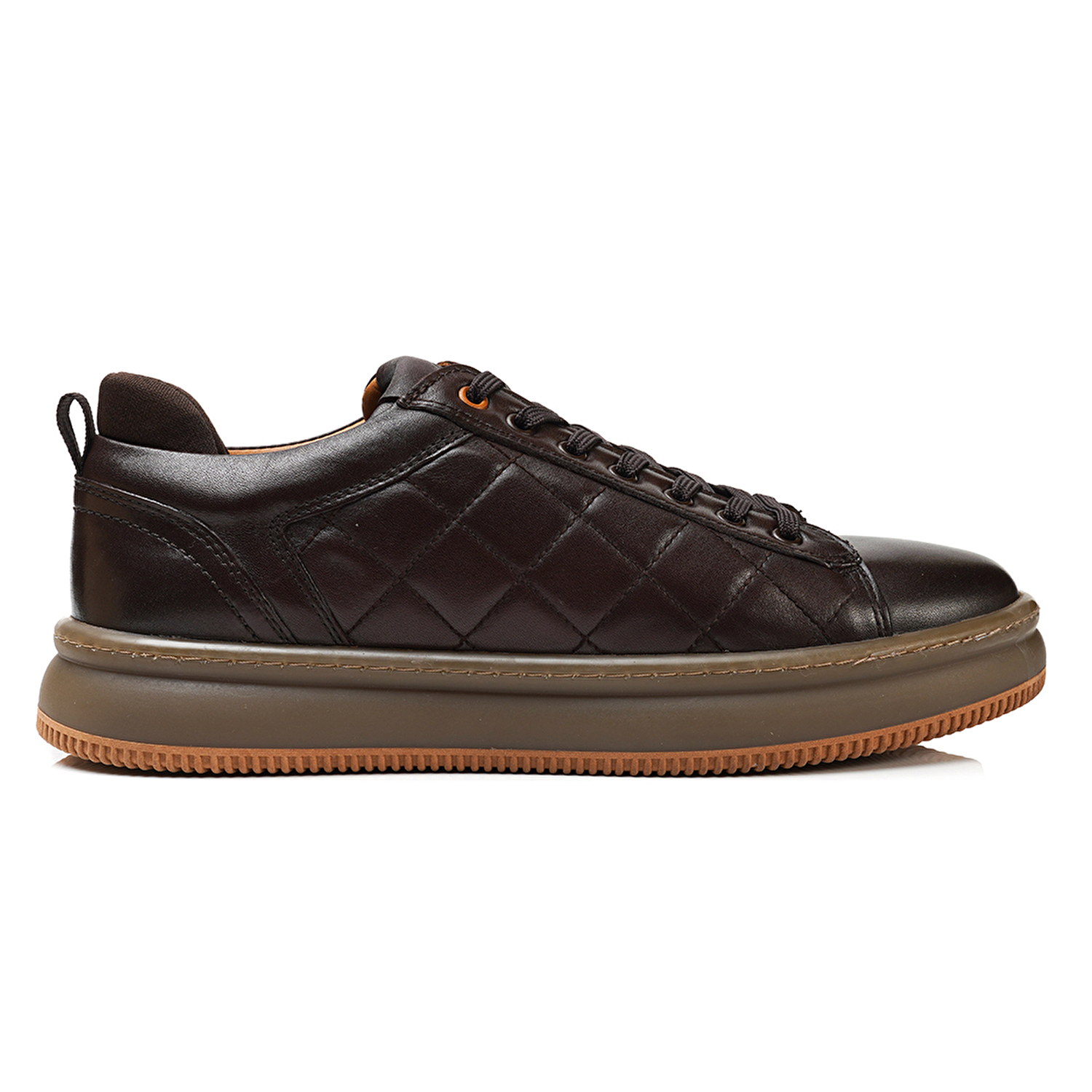 Erkek kahverengi Hakiki Deri Sneaker Ayakkabı 3K1SA16381-1