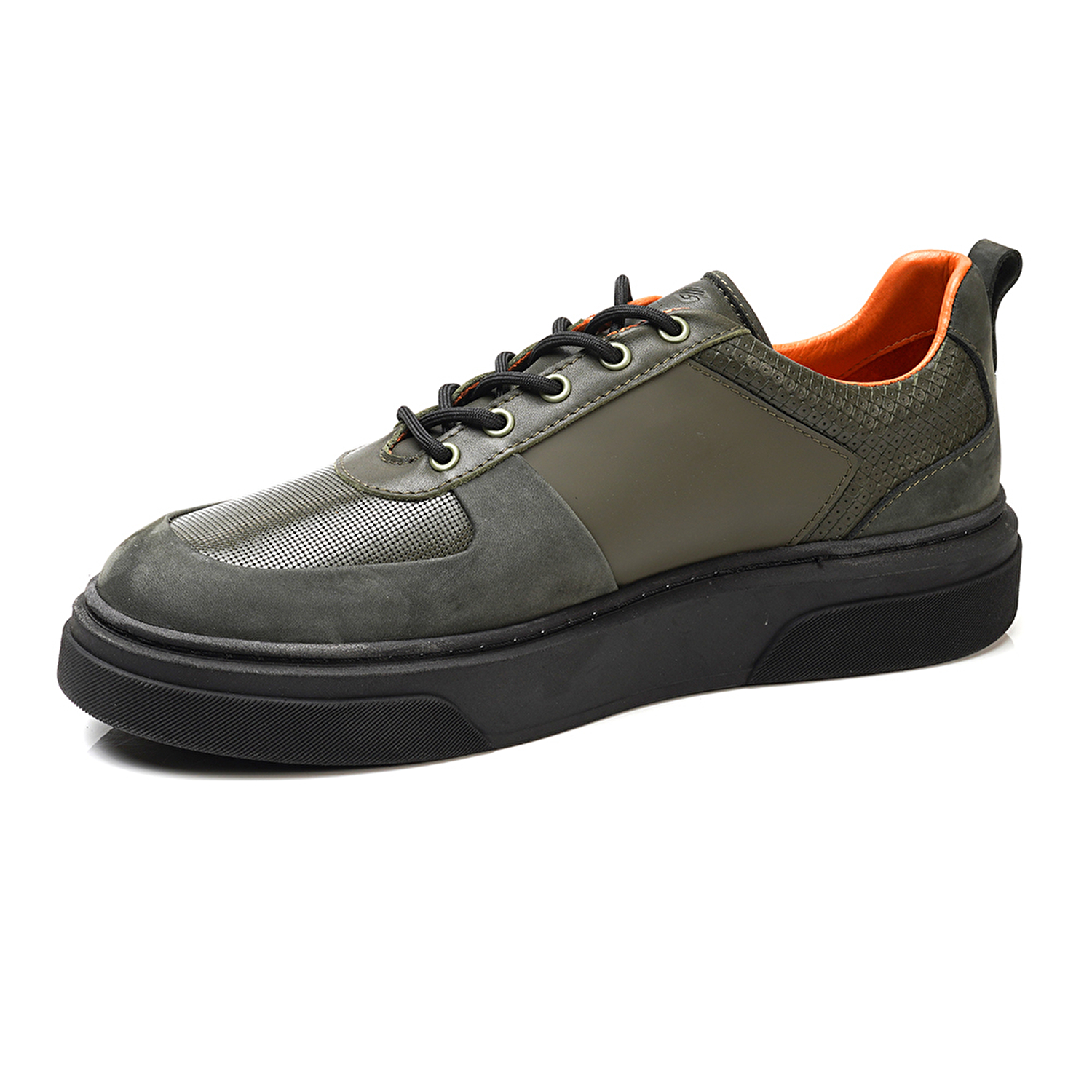 Erkek Haki Hakiki Deri Sneaker Ayakkabı 3K1SA16410-2