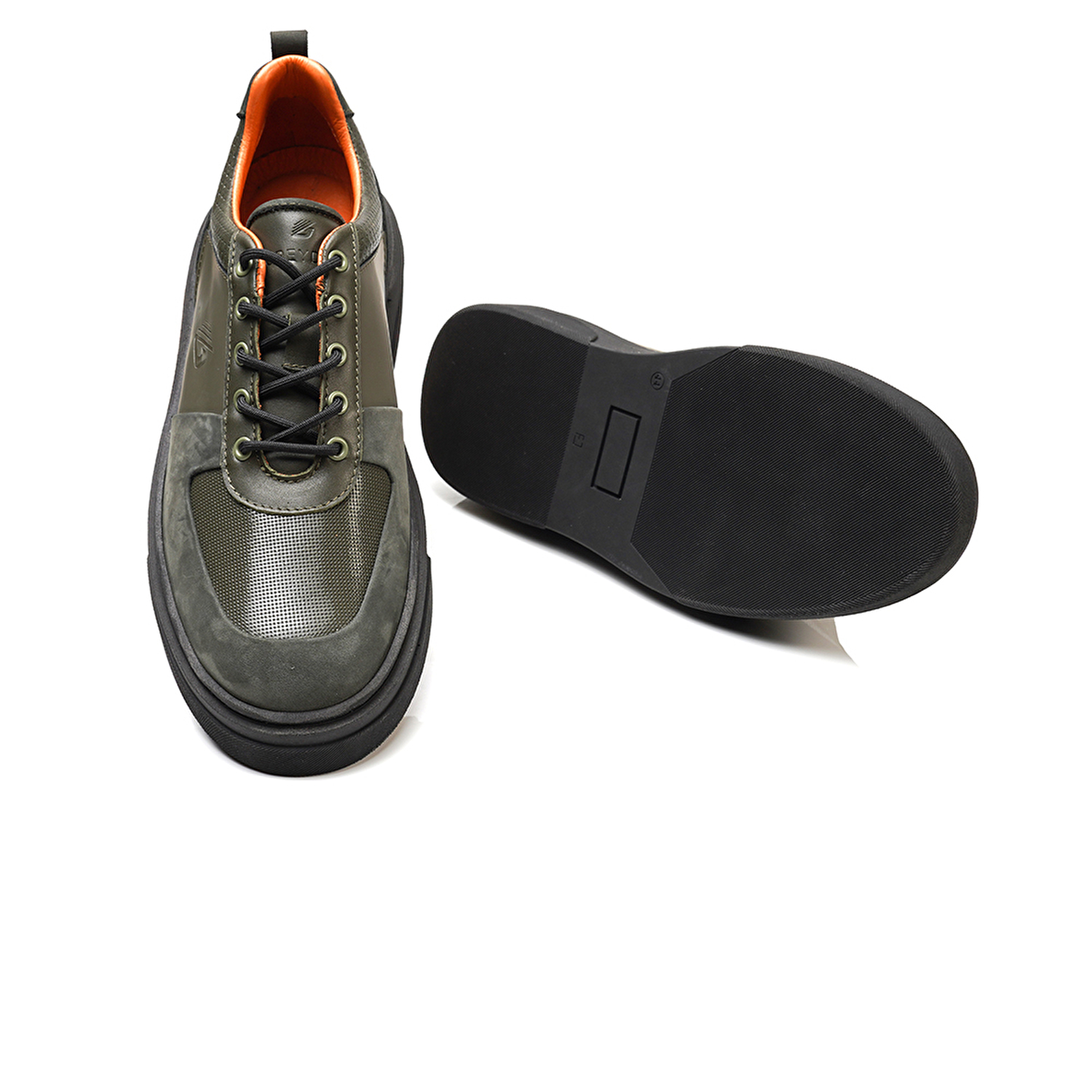 Erkek Haki Hakiki Deri Sneaker Ayakkabı 3K1SA16410-5