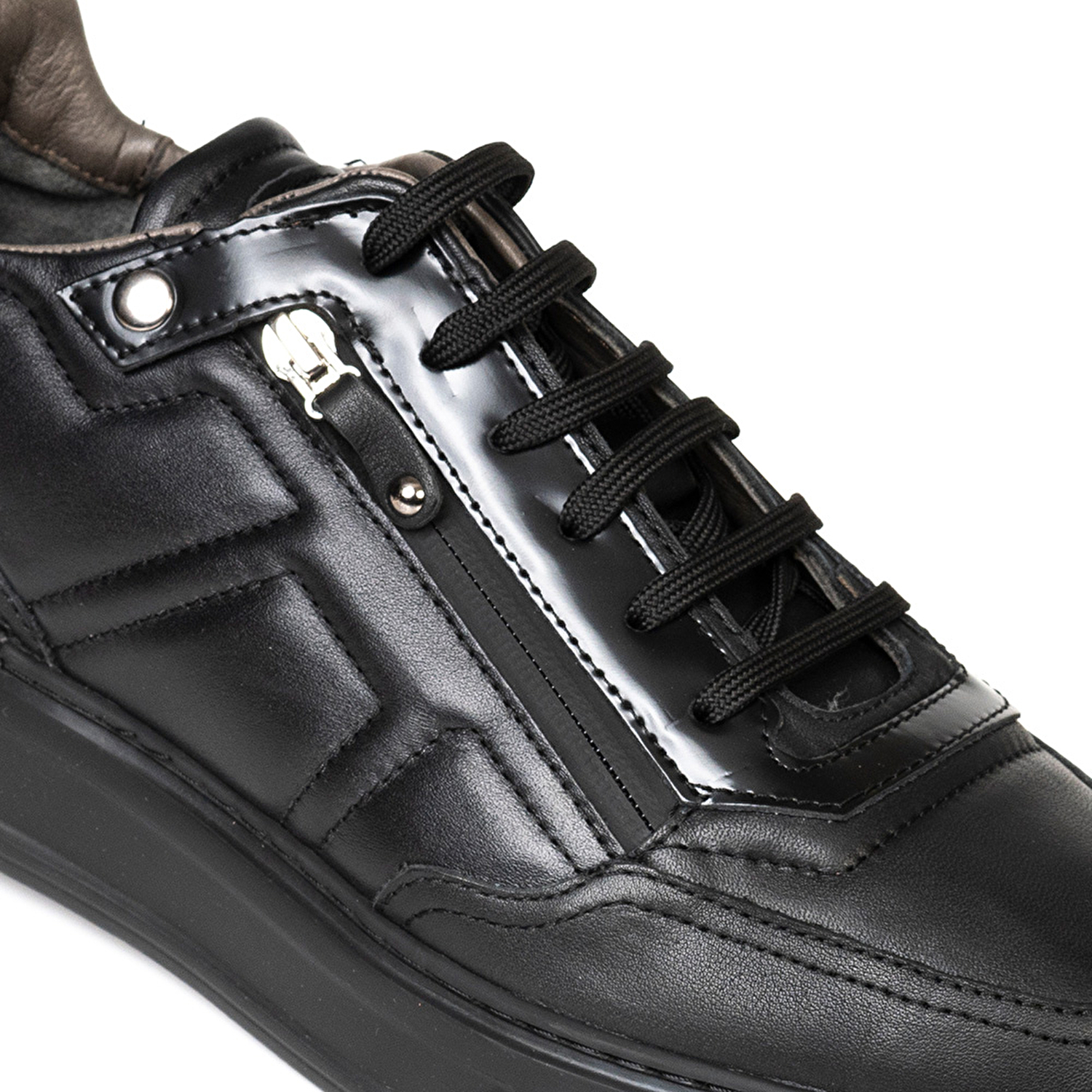 Erkek Siyah Hakiki Deri Sneaker Ayakkabı 3K1SA16470-4