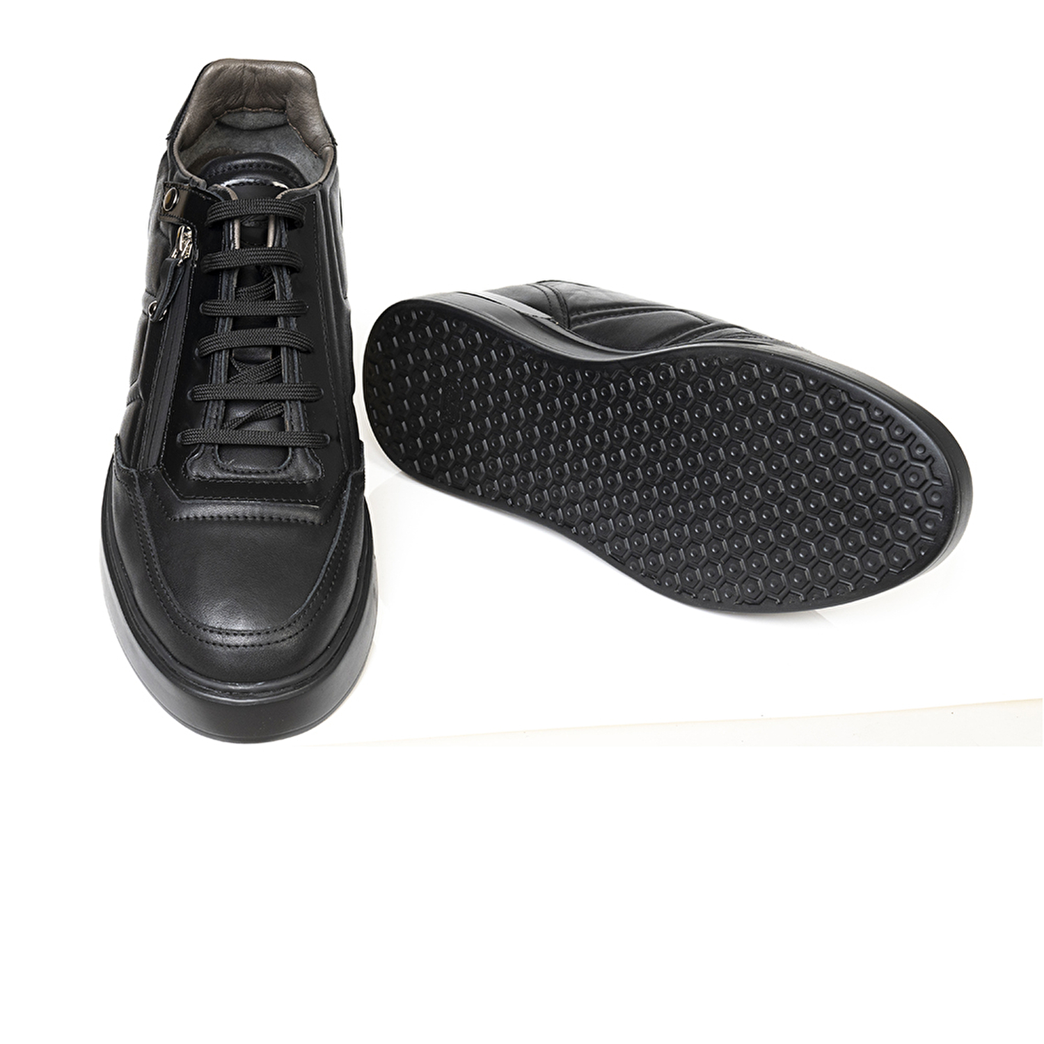 Erkek Siyah Hakiki Deri Sneaker Ayakkabı 3K1SA16470-5