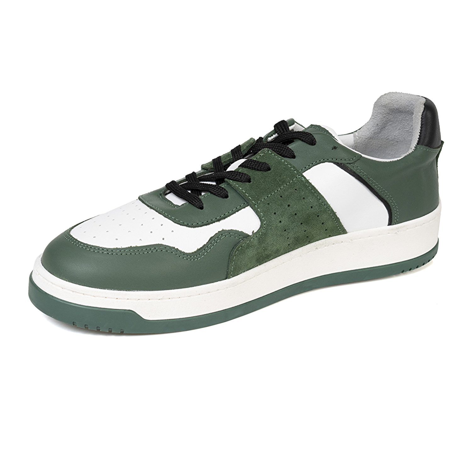 Erkek Yeşil Beyaz Hakiki Deri Sneaker Ayakkabı 3K1SA75174-2