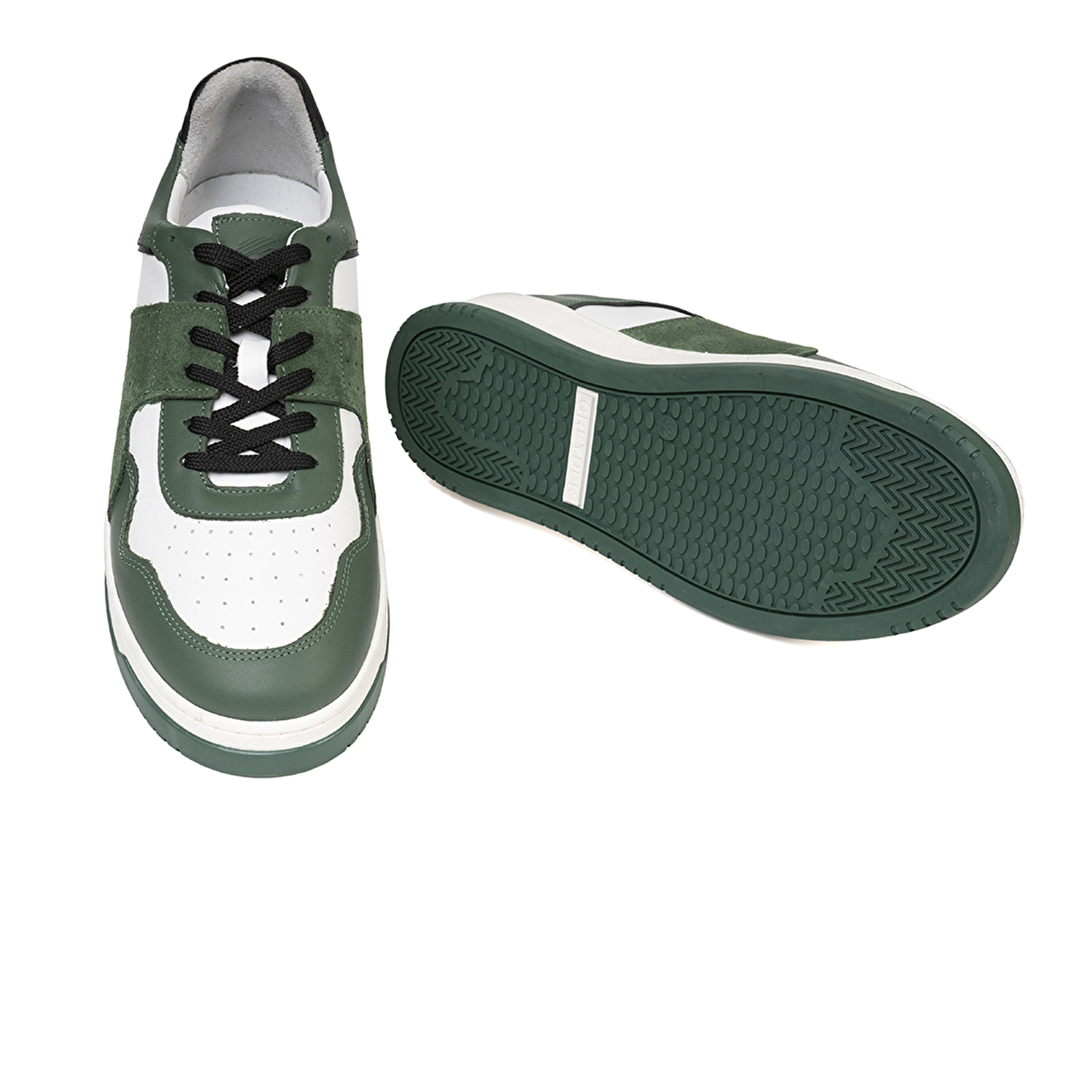 Erkek Yeşil Beyaz Hakiki Deri Sneaker Ayakkabı 3K1SA75174-5