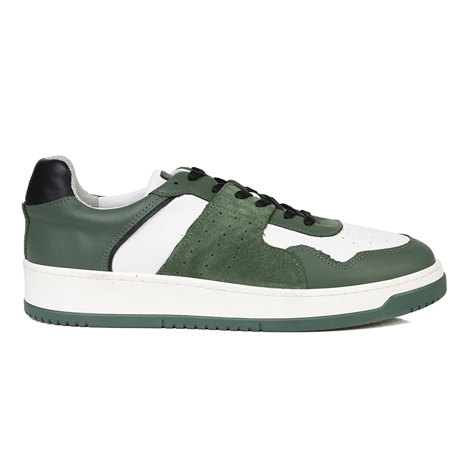 Erkek Yeşil Beyaz Hakiki Deri Sneaker Ayakkabı 3K1SA75174-1