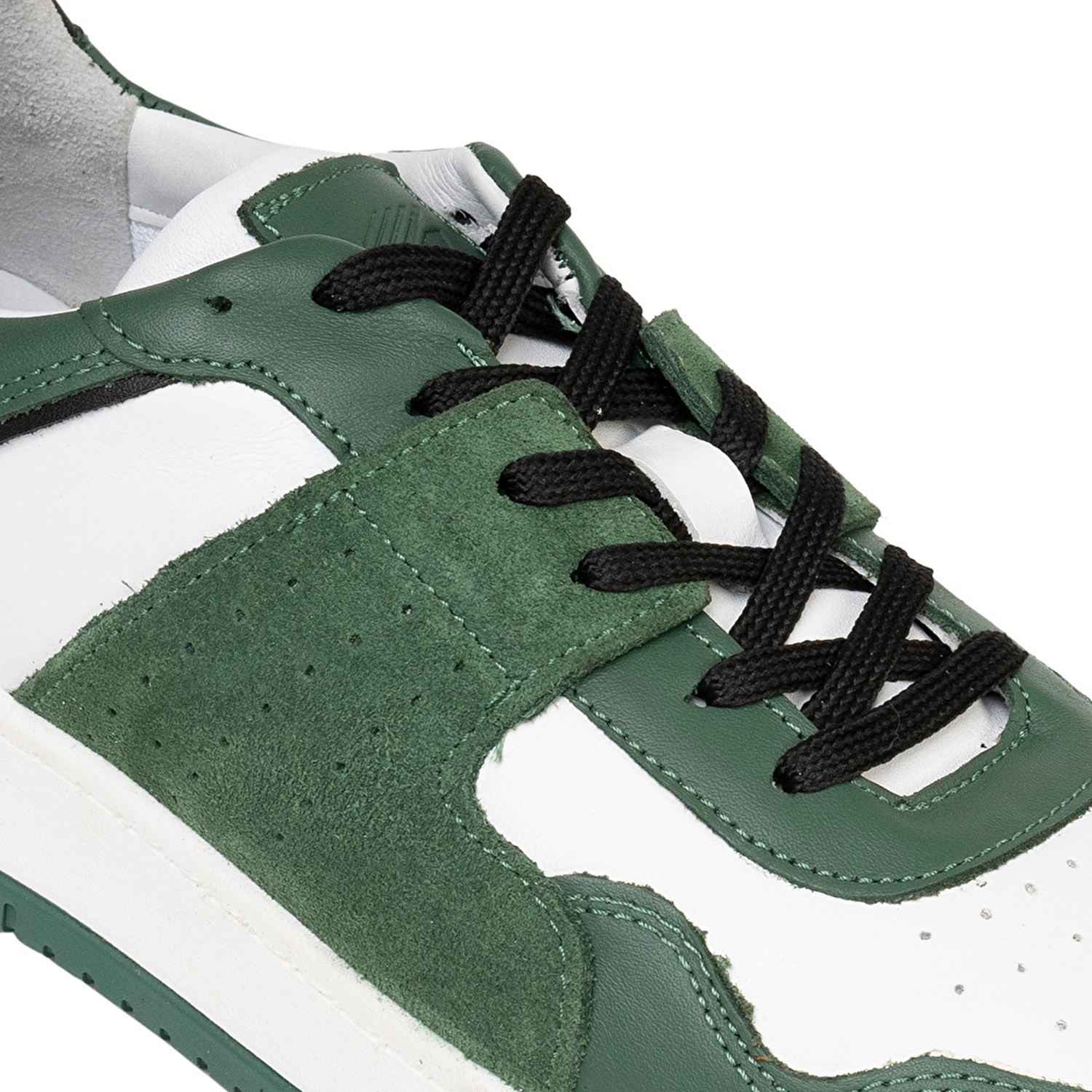 Erkek Yeşil Beyaz Hakiki Deri Sneaker Ayakkabı 3K1SA75174-4