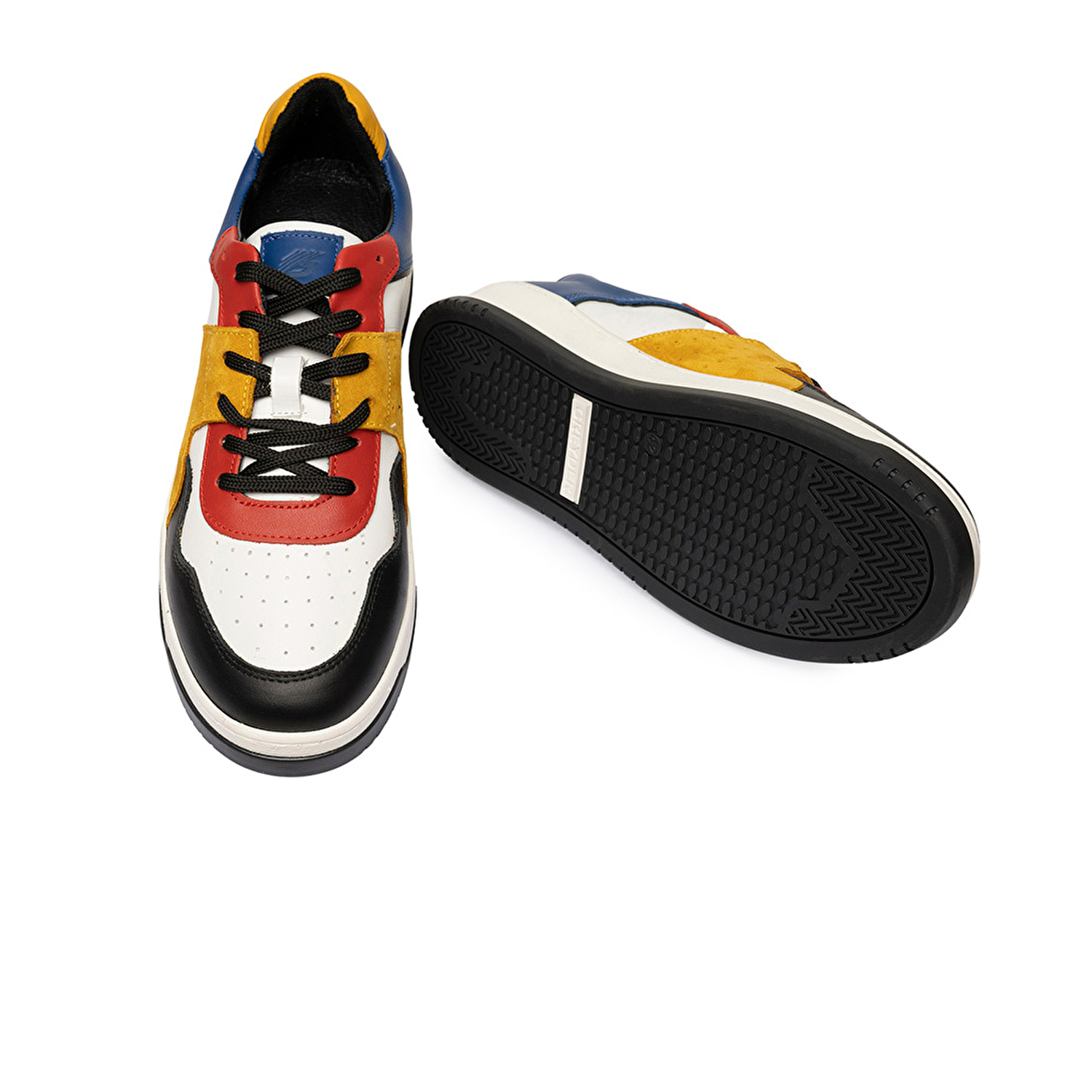 Erkek Beyaz Sarı Siyah Mavi Hakiki Deri Sneaker Ayakkabı 3K1SA75174-5