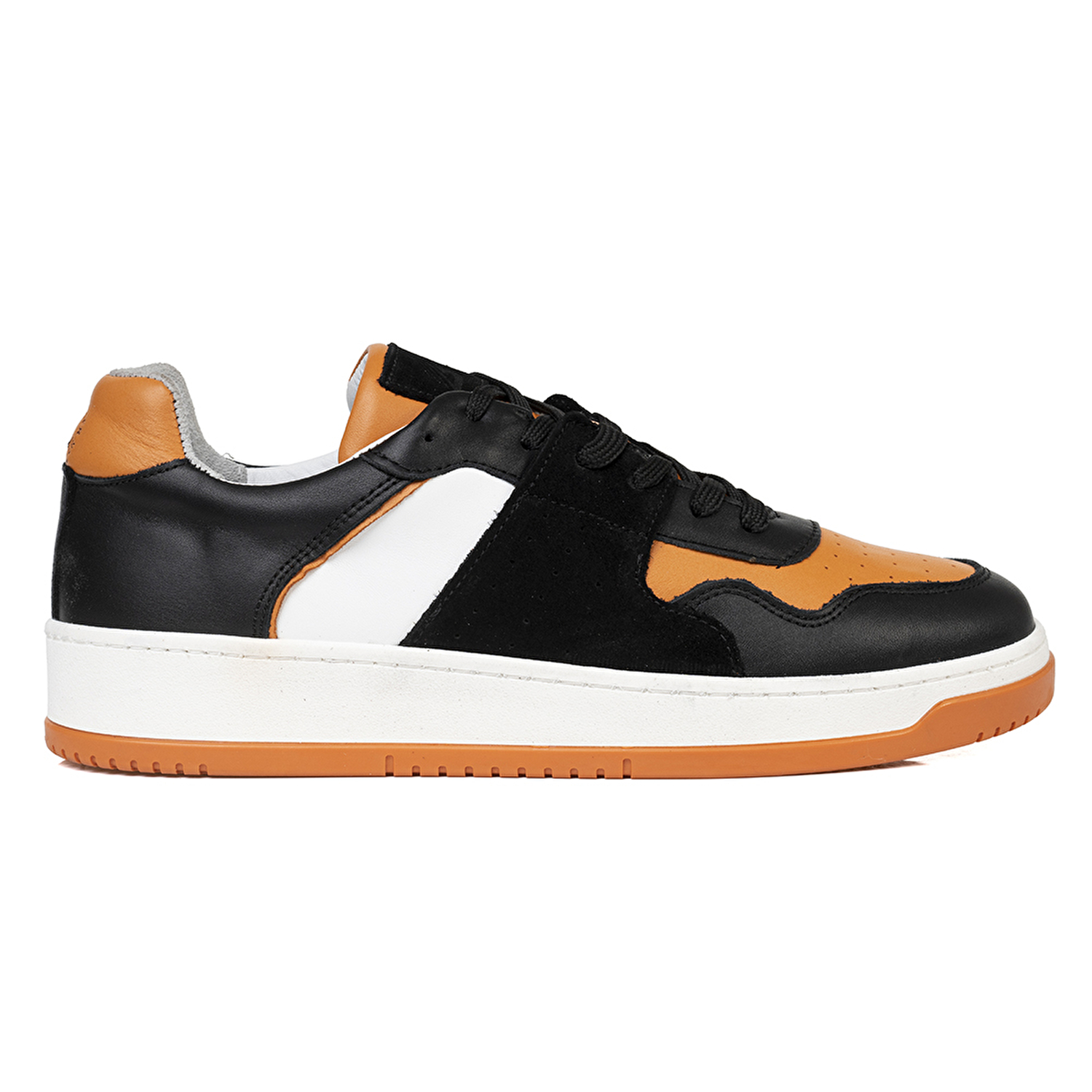 Erkek Siyah Turuncu Beyaz Hakiki Deri Sneaker Ayakkabı 3K1SA75174-1