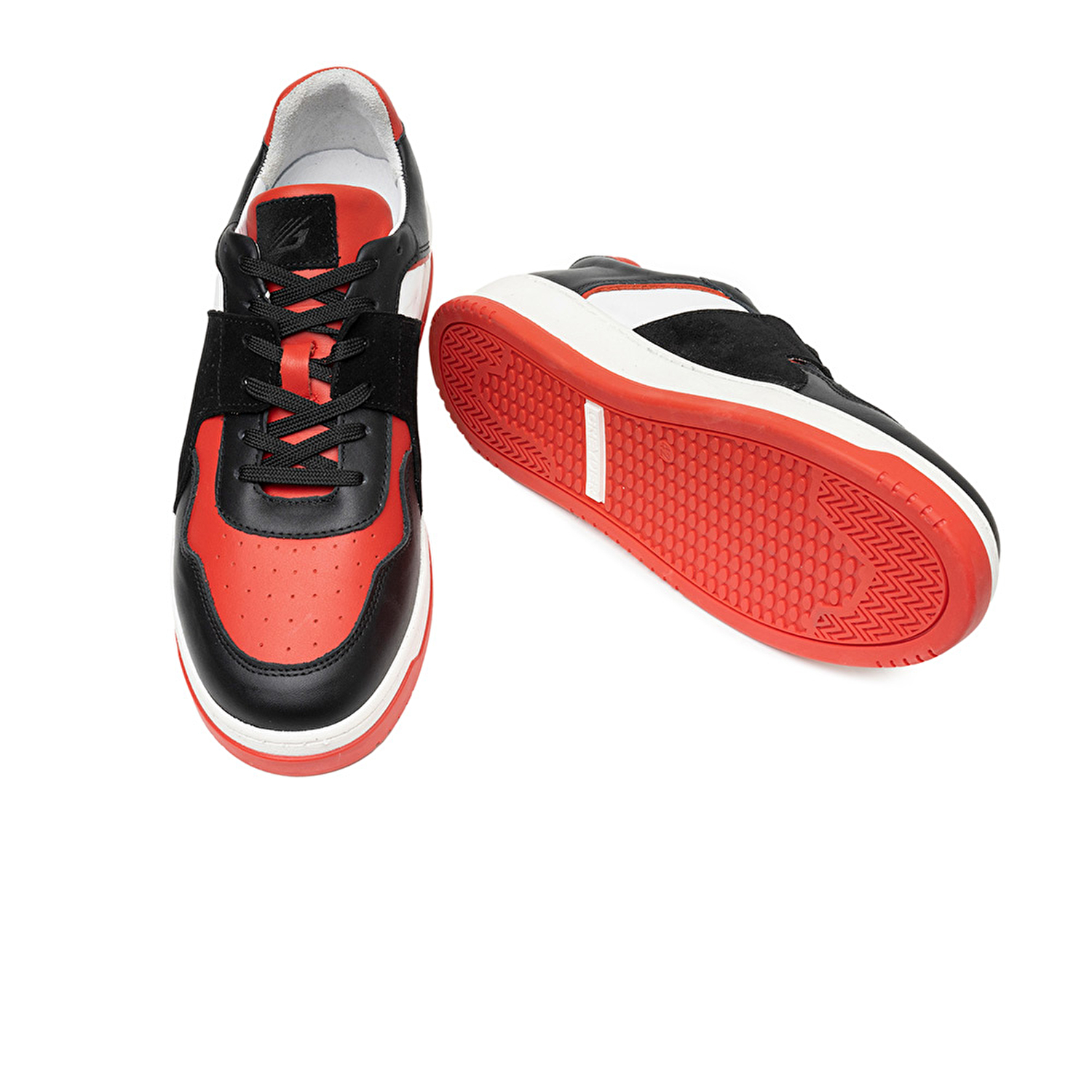 Erkek Siyah Kırmızı Beyaz Hakiki Deri Sneaker Ayakkabı 3K1SA75174-5