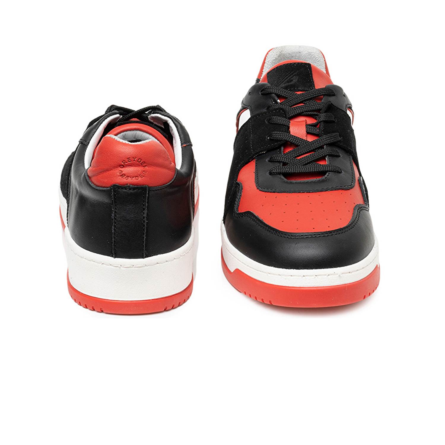 Erkek Siyah Kırmızı Beyaz Hakiki Deri Sneaker Ayakkabı 3K1SA75174-6