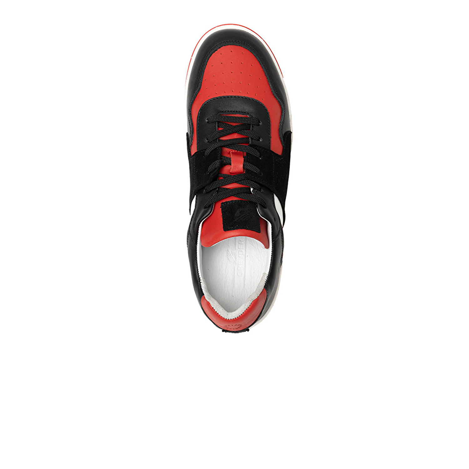 Erkek Siyah Kırmızı Beyaz Hakiki Deri Sneaker Ayakkabı 3K1SA75174-3