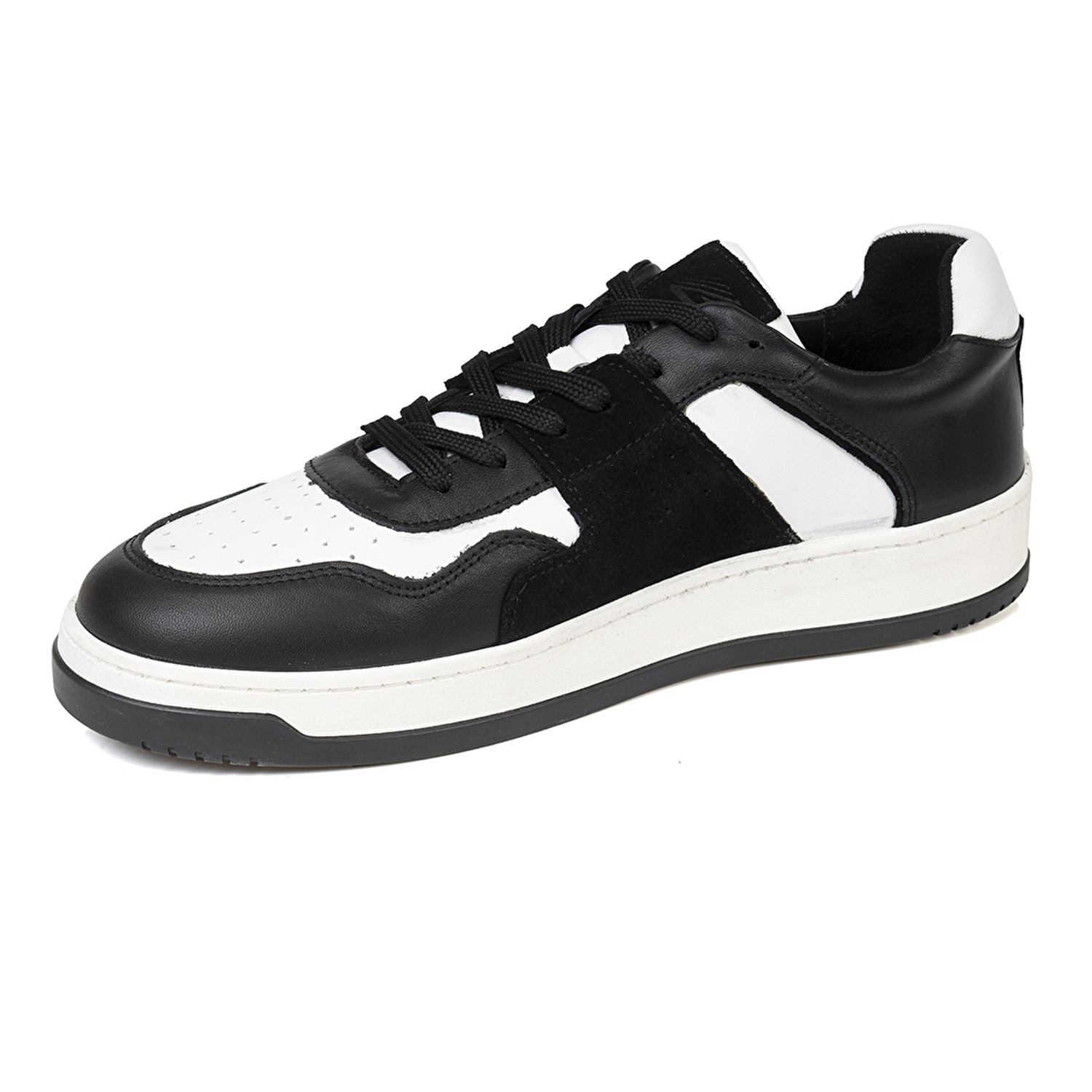 Erkek Siyah Beyaz Hakiki Deri Sneaker Ayakkabı 3K1SA75174-2