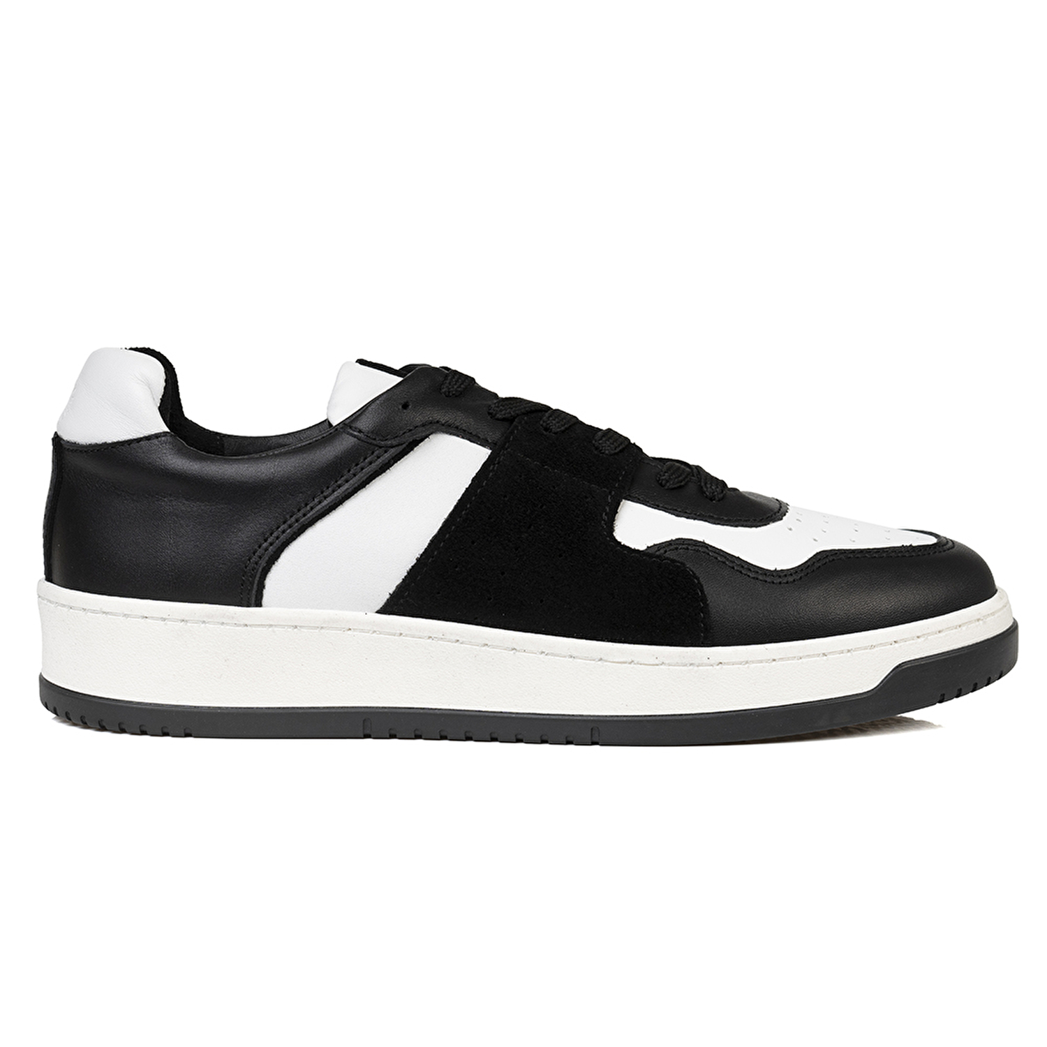 Erkek Siyah Beyaz Hakiki Deri Sneaker Ayakkabı 3K1SA75174-1