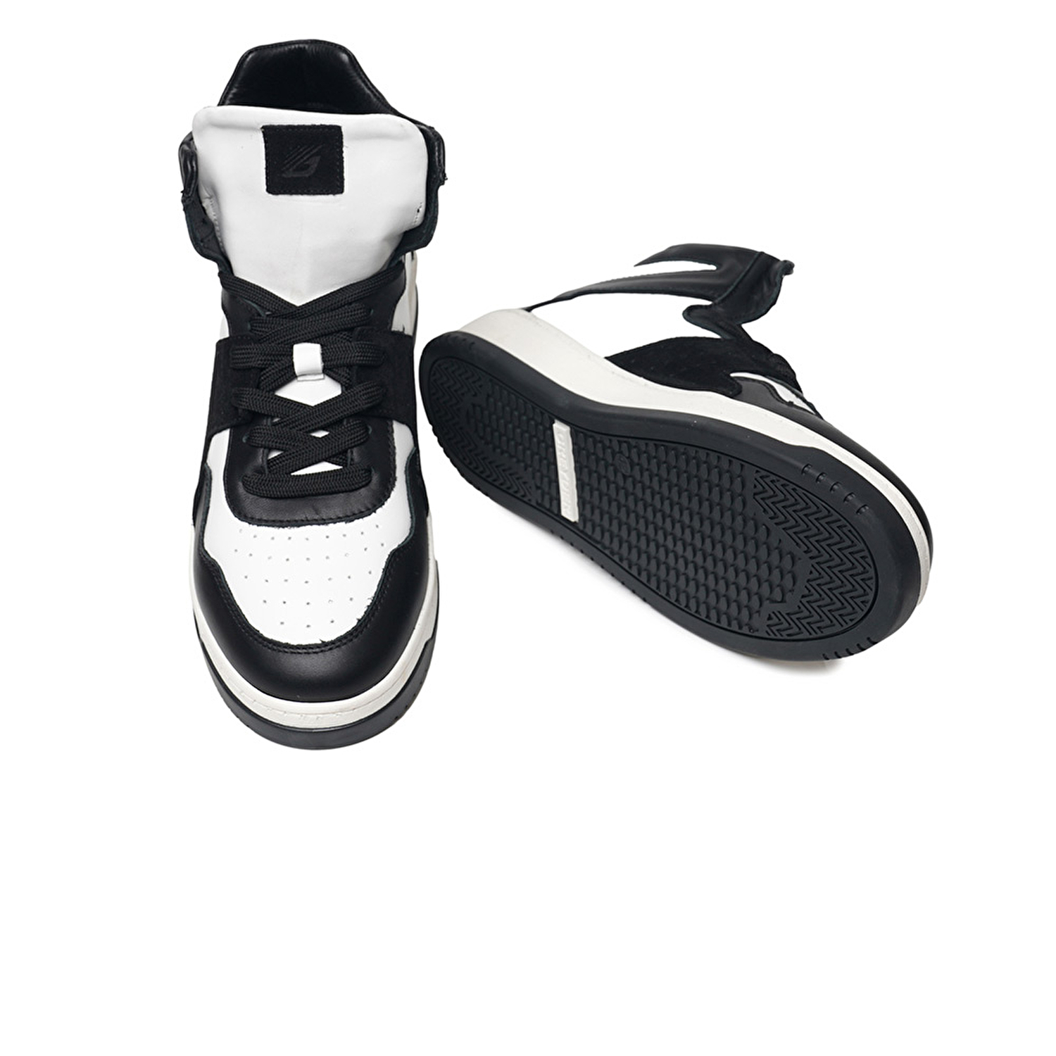 Erkek Siyah Beyaz Hakiki Deri Sneaker Bot 3K1SB75175-5