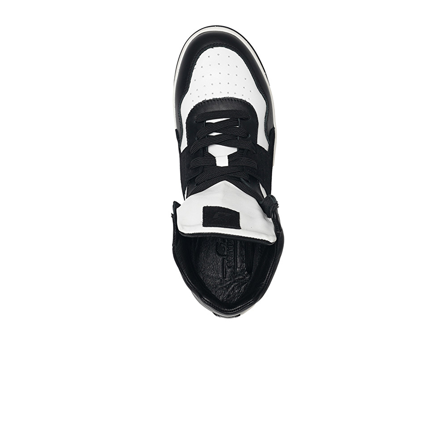 Erkek Siyah Beyaz Hakiki Deri Sneaker Bot 3K1SB75175-3