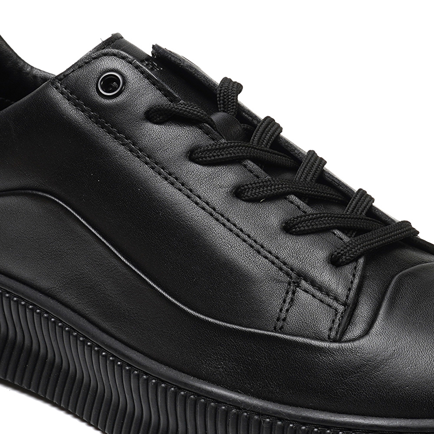 Erkek Siyah Hakiki Deri Sneaker Ayakkabı 3K1TA00280-4