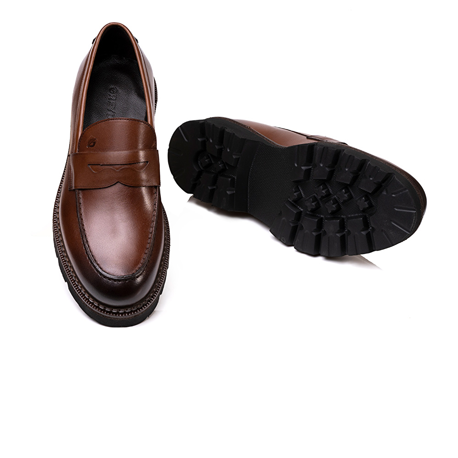 Erkek kahverengi Hakiki Deri Klasik Ayakkabı 3K1UA75135-5