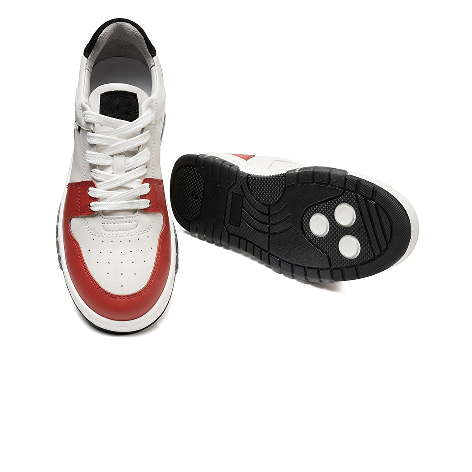 Kadın Beyaz Kırmızı Hakiki Deri Sneaker Ayakkabı 3K2SA33021-5