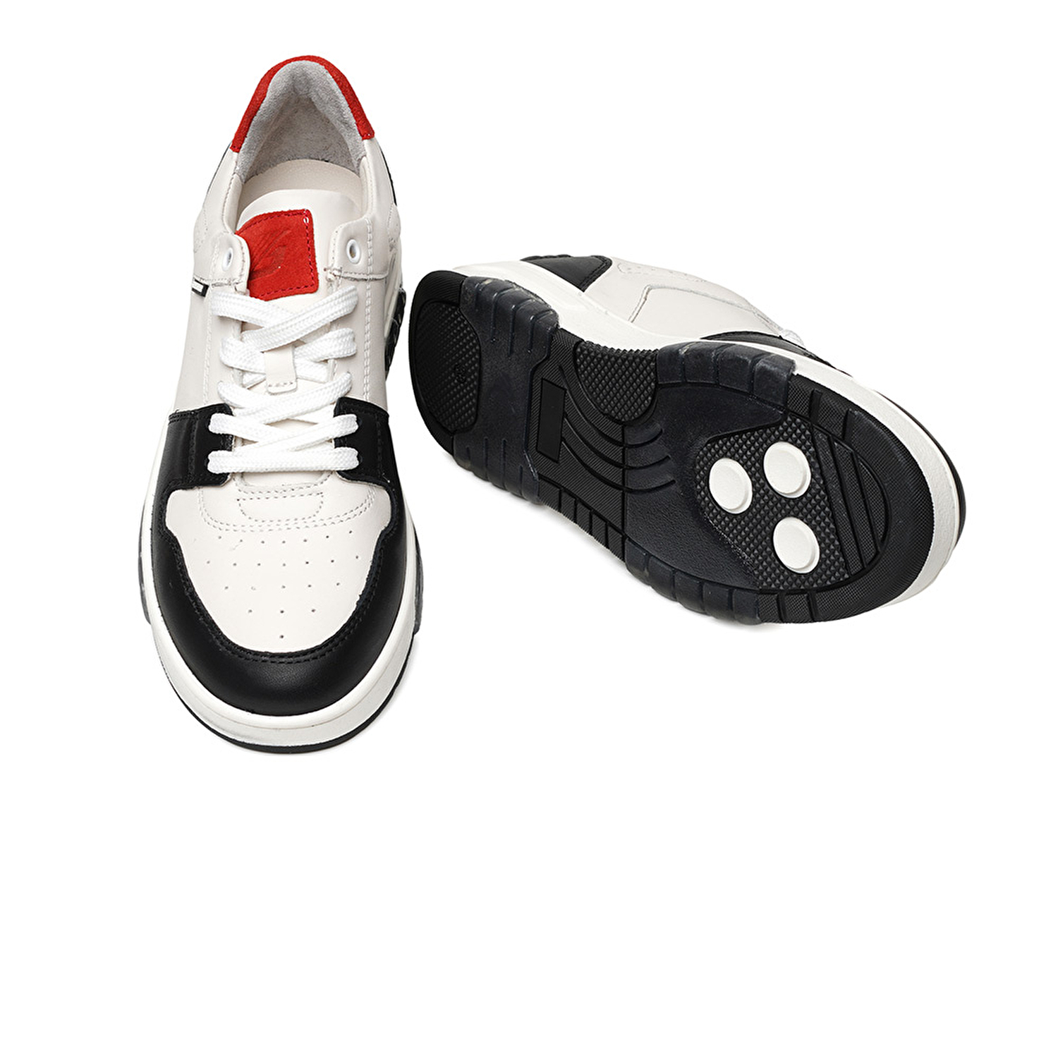 Kadın Beyaz Siyah Hakiki Deri Sneaker Ayakkabı 3K2SA33021-5
