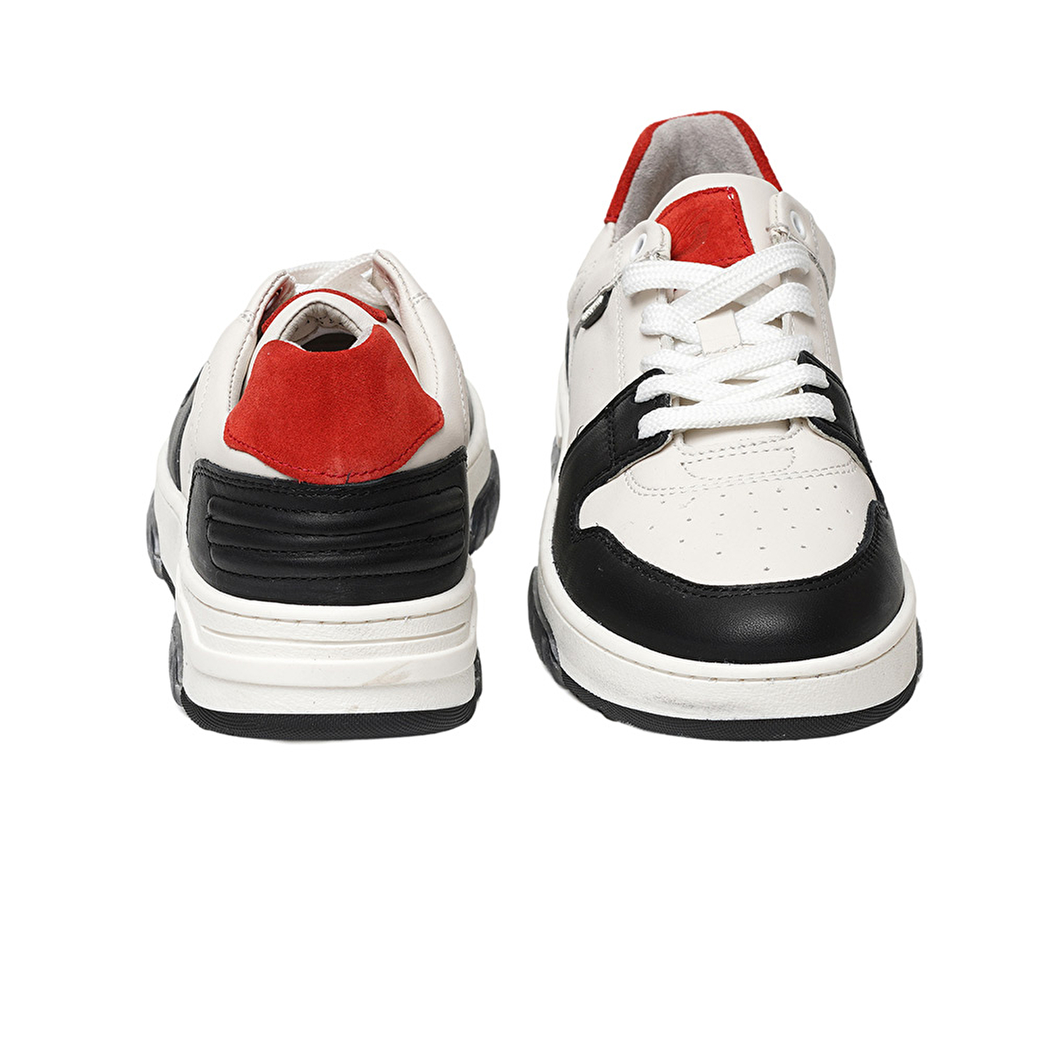 Kadın Beyaz Siyah Hakiki Deri Sneaker Ayakkabı 3K2SA33021-6
