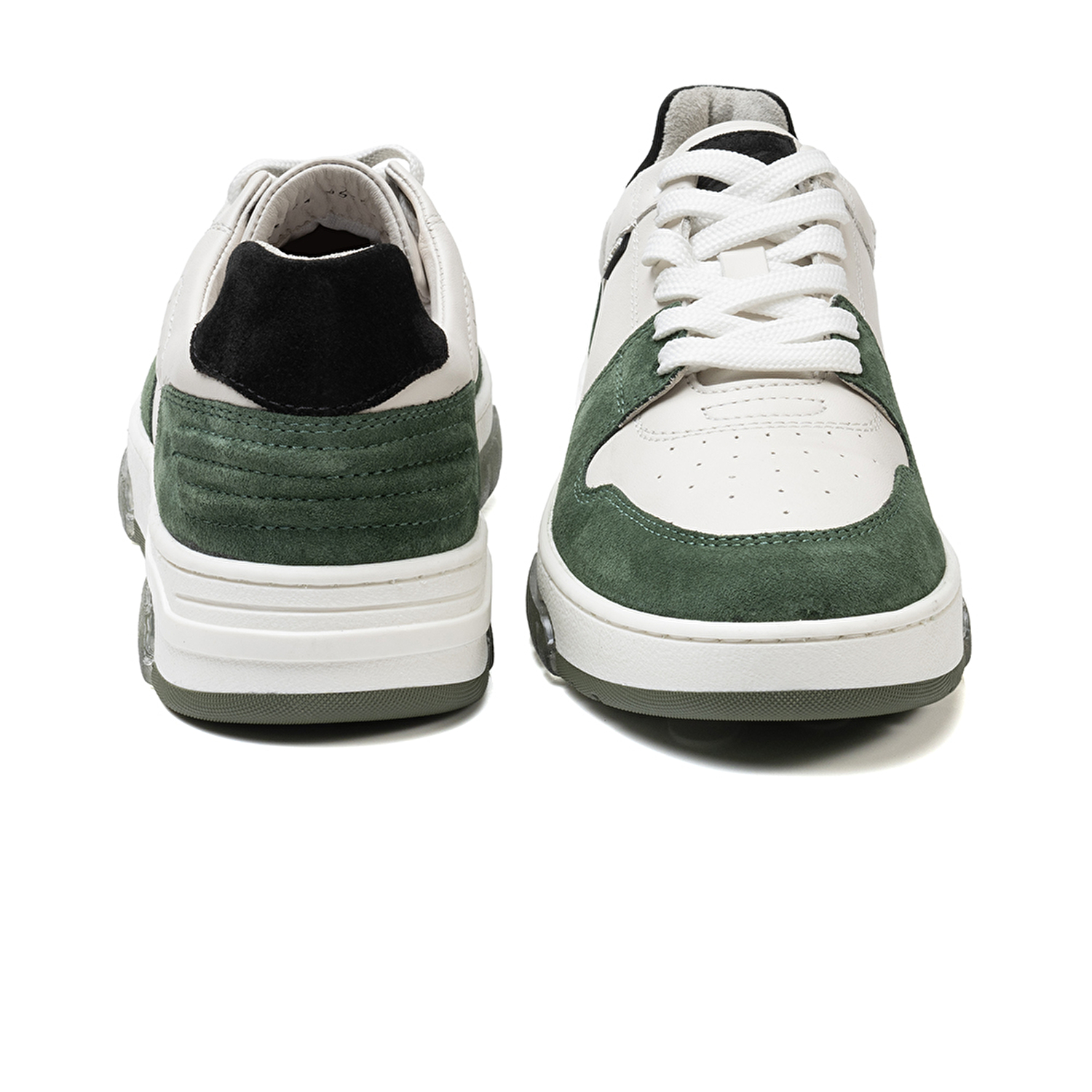 Kadın Beyaz Yeşil Hakiki Deri Sneaker Ayakkabı 3K2SA33021-6