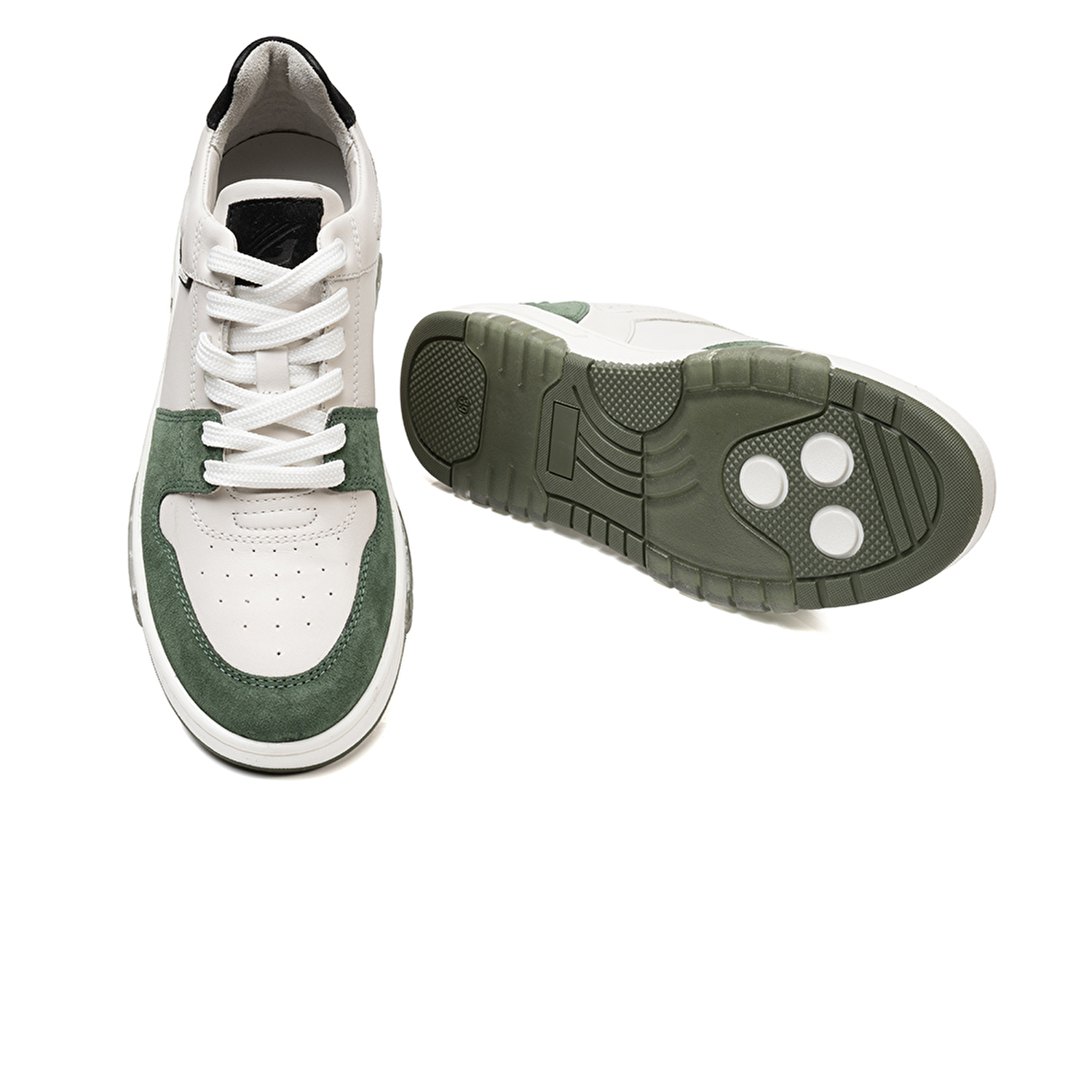 Kadın Beyaz Yeşil Hakiki Deri Sneaker Ayakkabı 3K2SA33021-5