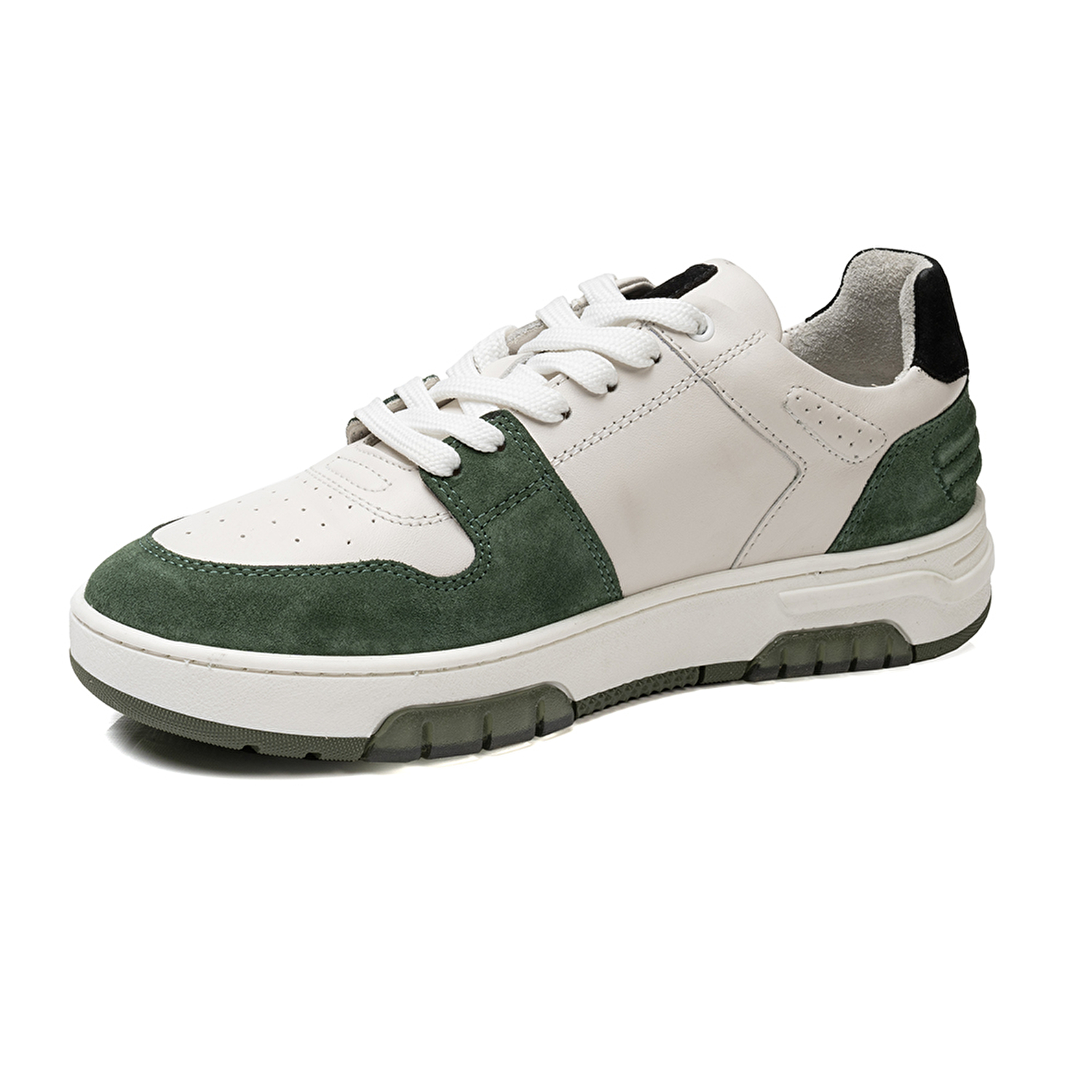 Kadın Beyaz Yeşil Hakiki Deri Sneaker Ayakkabı 3K2SA33021-2