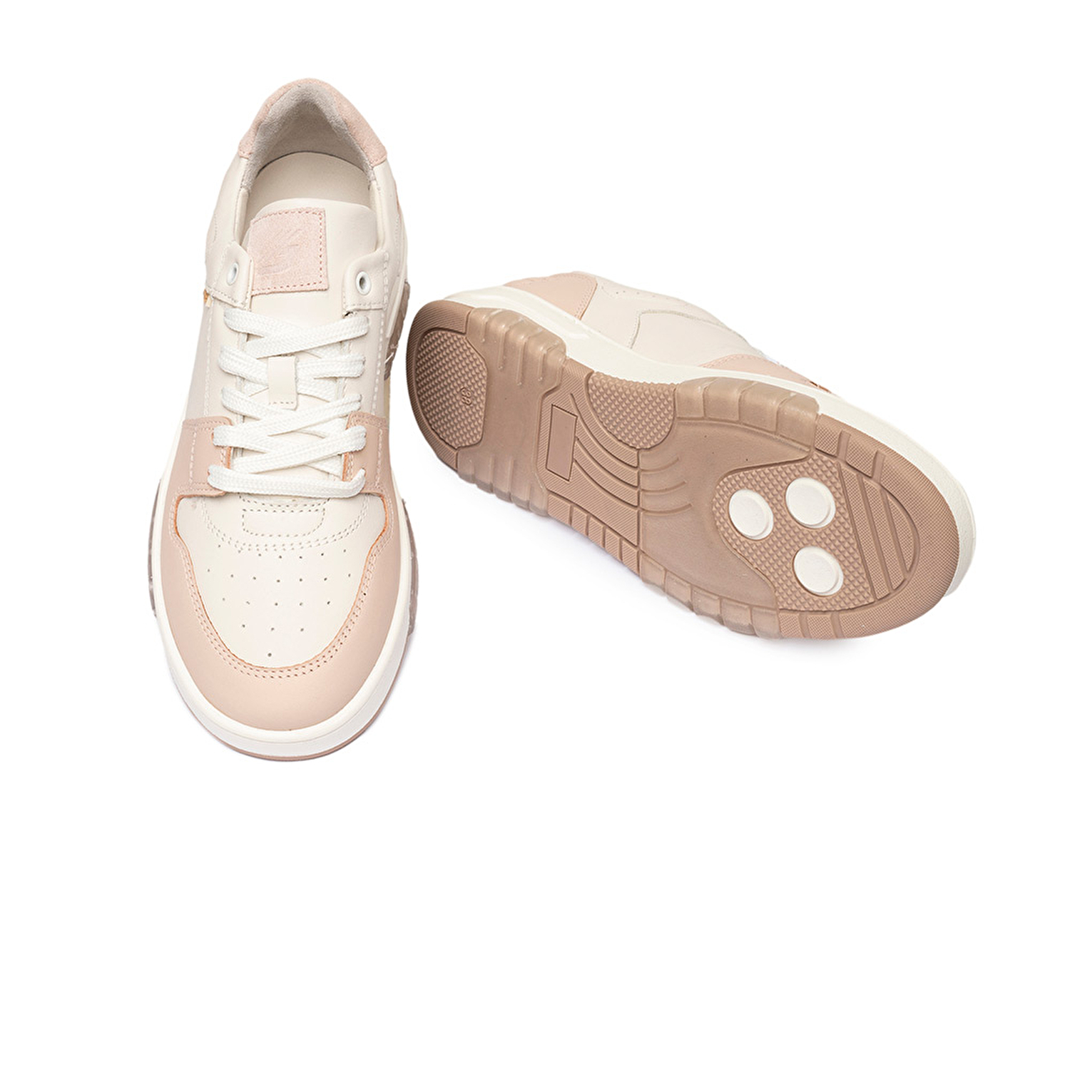 Kadın Beyaz Pudra Hakiki Deri Sneaker Ayakkabı 3K2SA33021-5