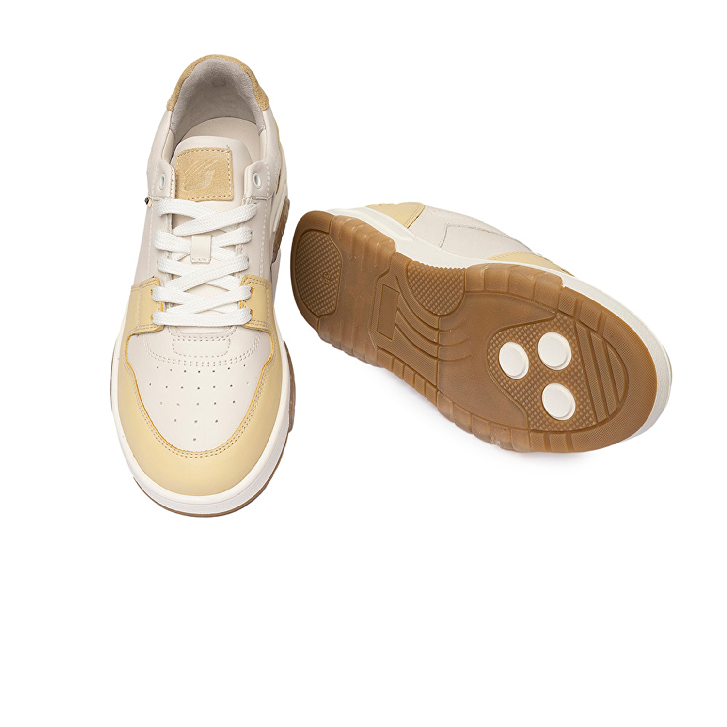 Kadın Beyaz Sarı Hakiki Deri Sneaker Ayakkabı 3K2SA33021-5