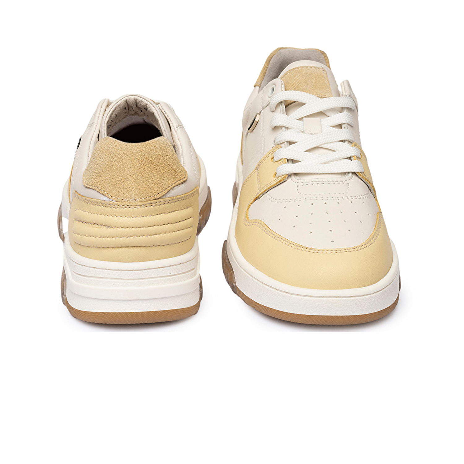 Kadın Beyaz Sarı Hakiki Deri Sneaker Ayakkabı 3K2SA33021-6