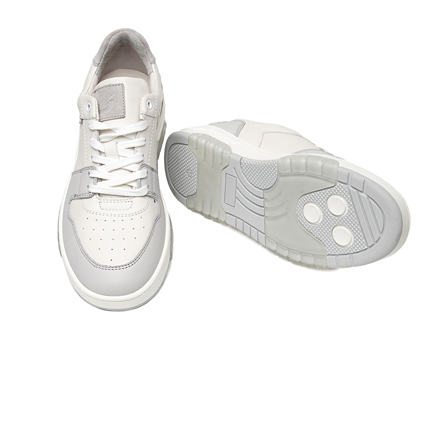 Kadın Beyaz Gri Hakiki Deri Sneaker Ayakkabı 3K2SA33021-6
