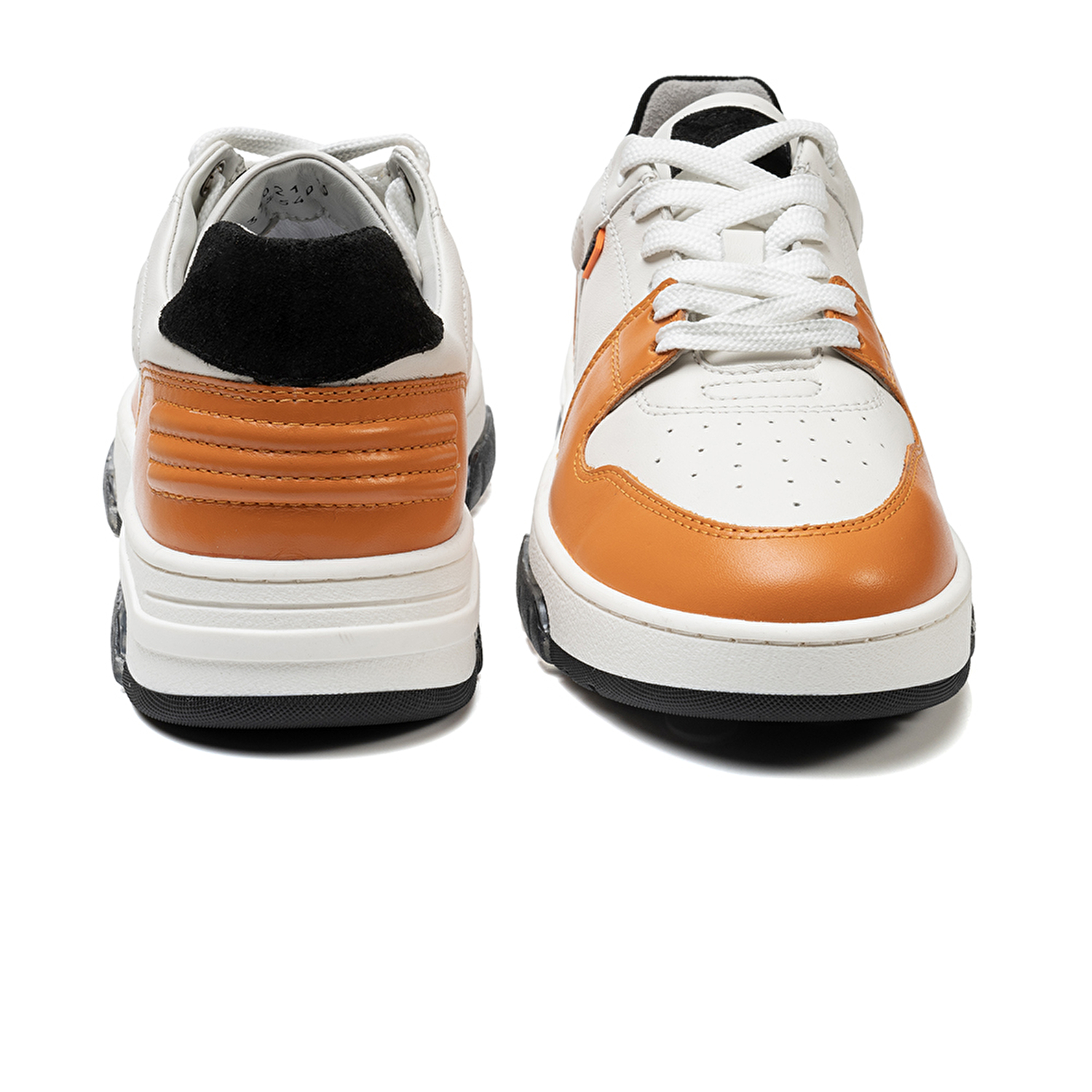 Kadın Beyaz Turuncu Hakiki Deri Sneaker Ayakkabı 3K2SA33021-7