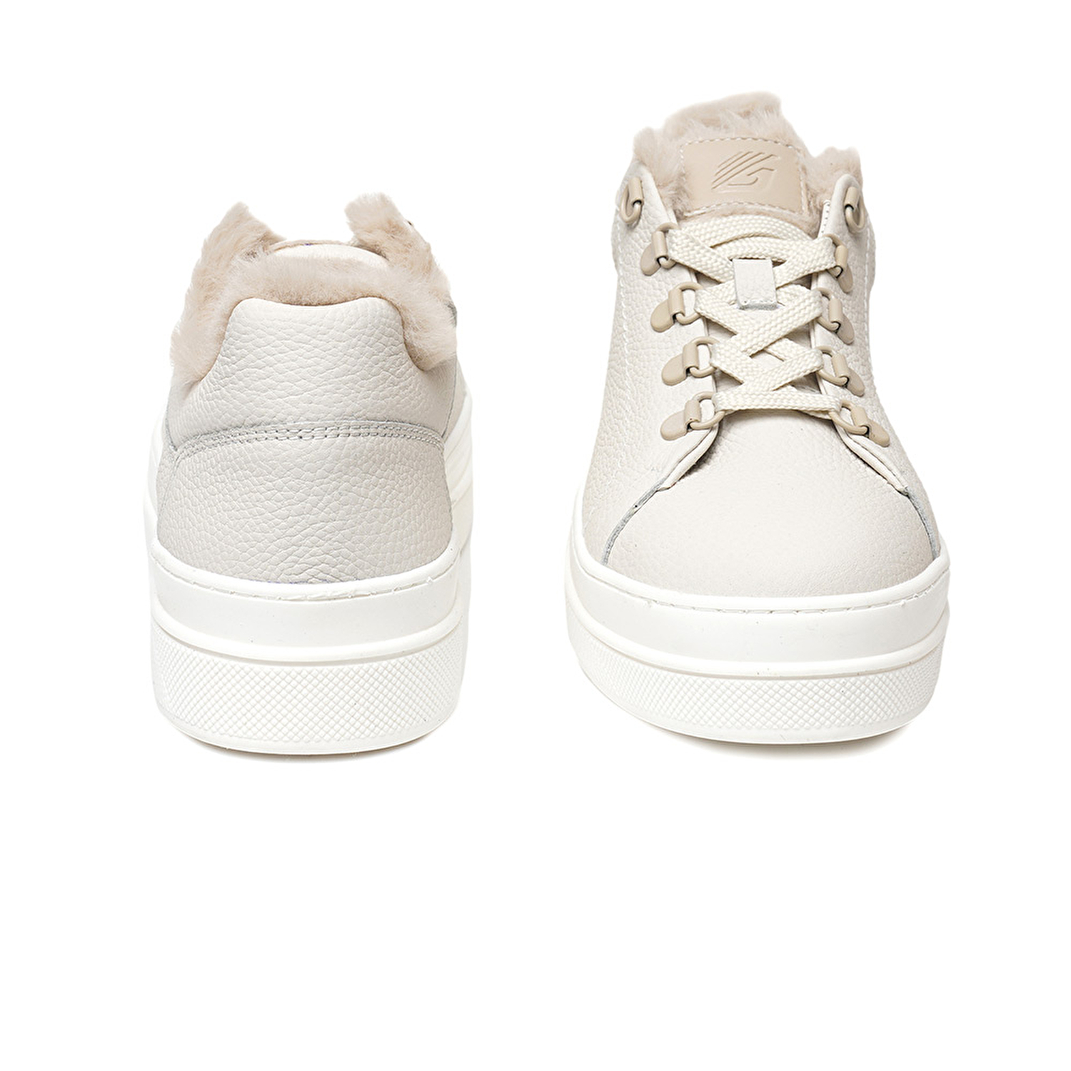 Kadın Kirli Beyaz Hakiki Deri Sneaker Ayakkabı 3K2SA33070-7