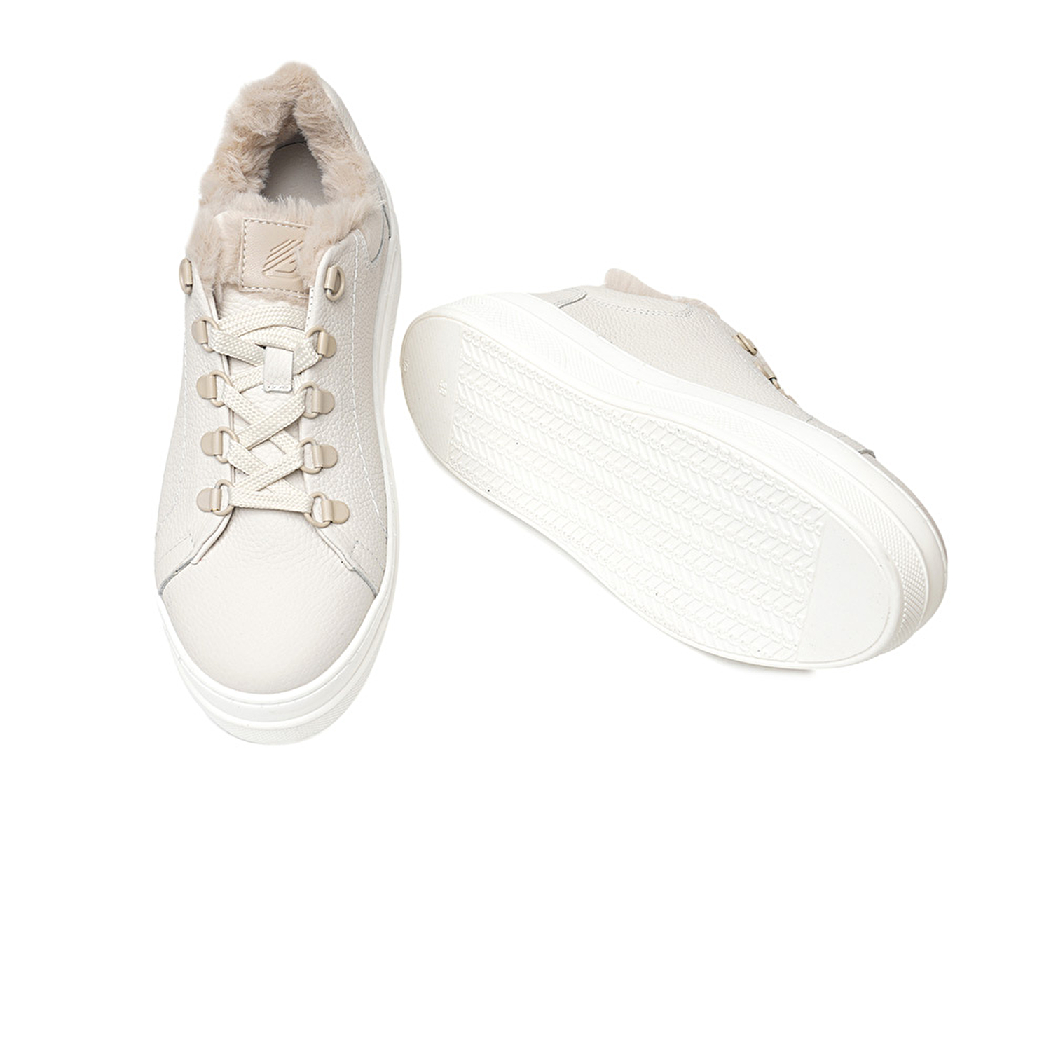 Kadın Kirli Beyaz Hakiki Deri Sneaker Ayakkabı 3K2SA33070-6