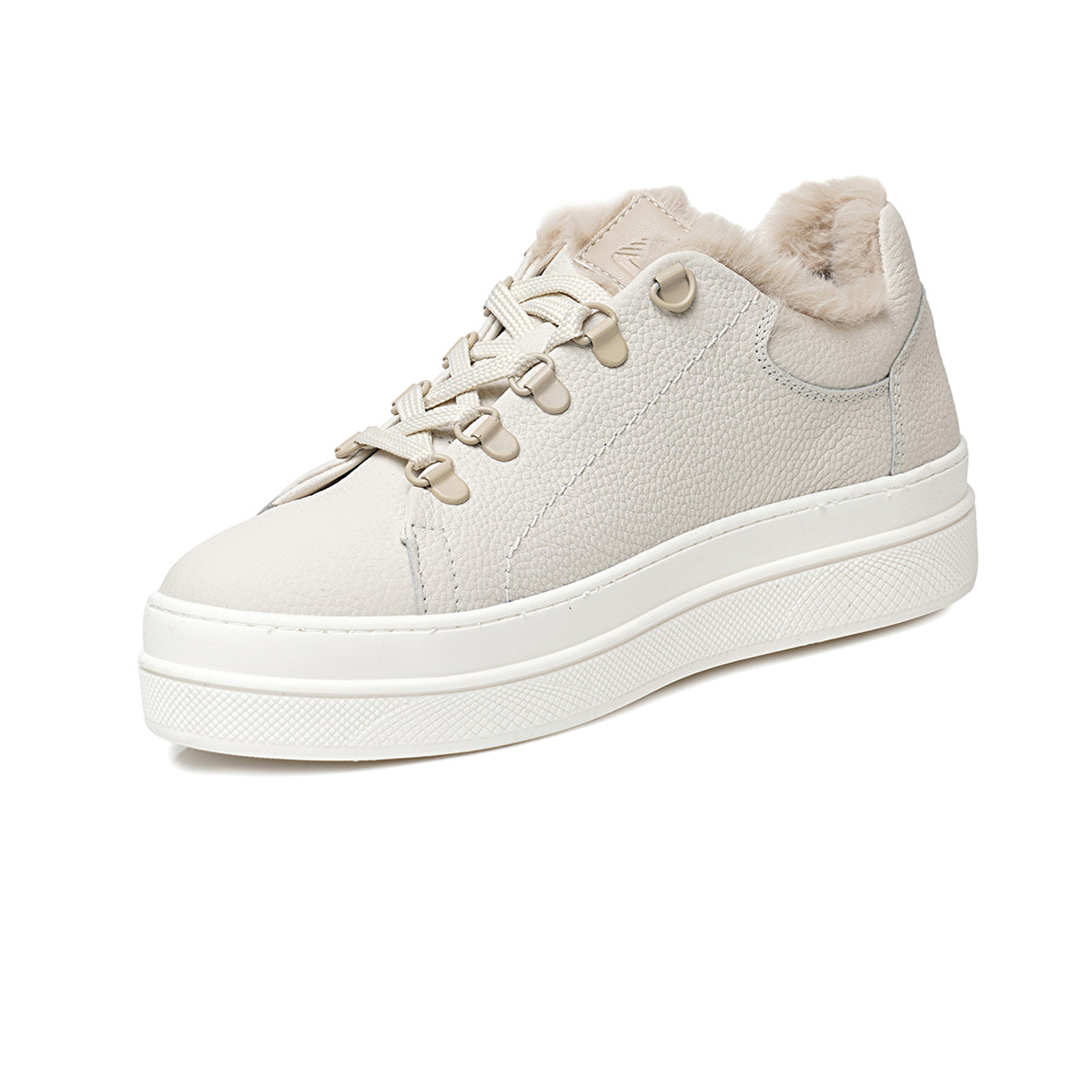 Kadın Kirli Beyaz Hakiki Deri Sneaker Ayakkabı 3K2SA33070-3