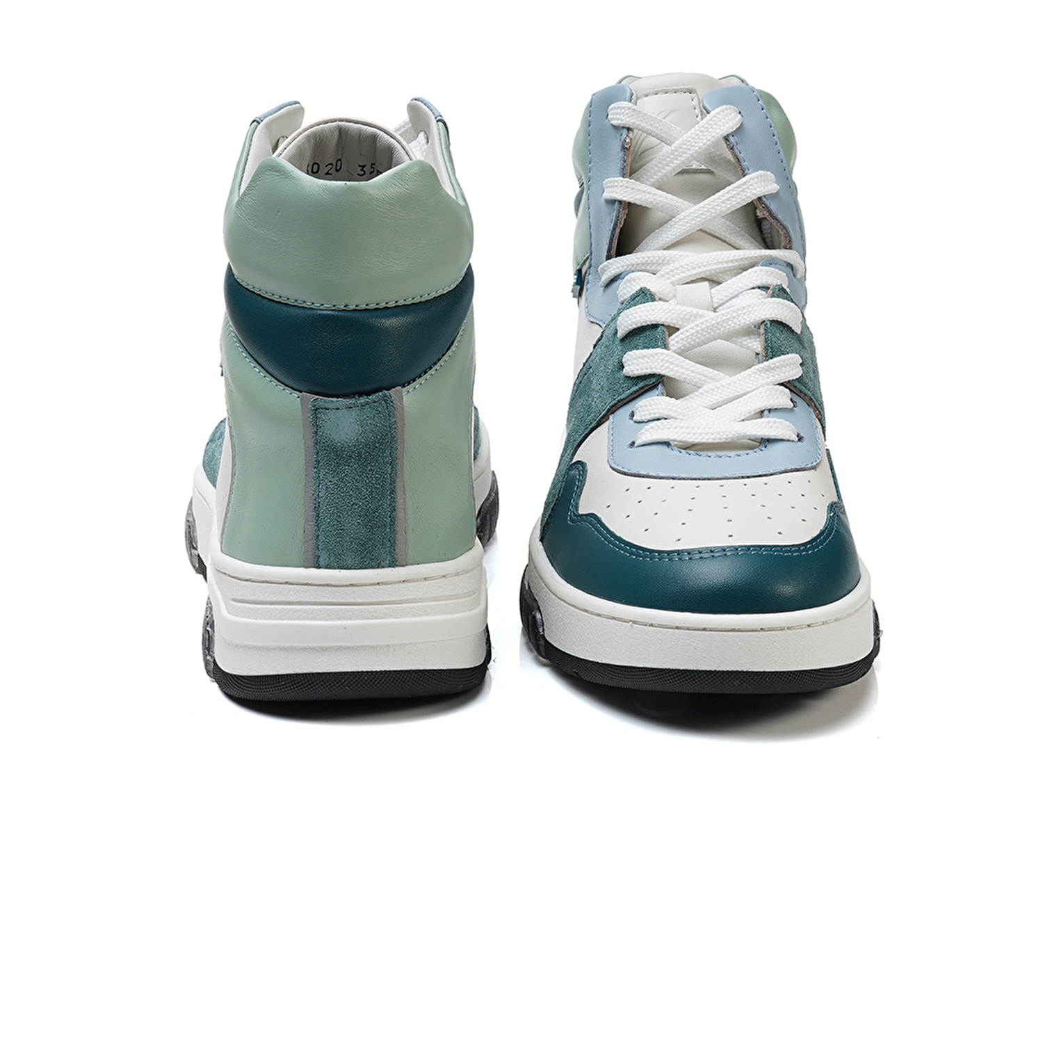 Kadın Beyaz Petrol Yeşili Hakiki Deri Sneaker Bot 3K2SB33020-7