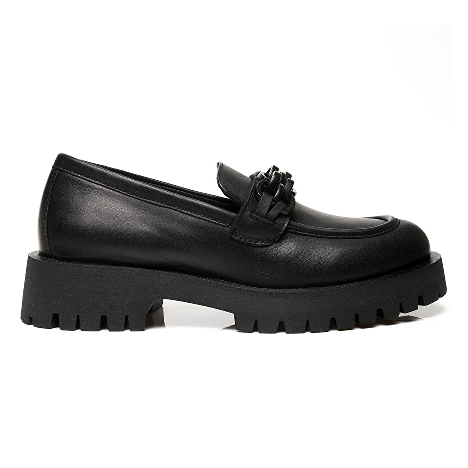 Kadın Siyah Deri Hakiki Deri Loafer Ayakkabı 3K2UA31005-1