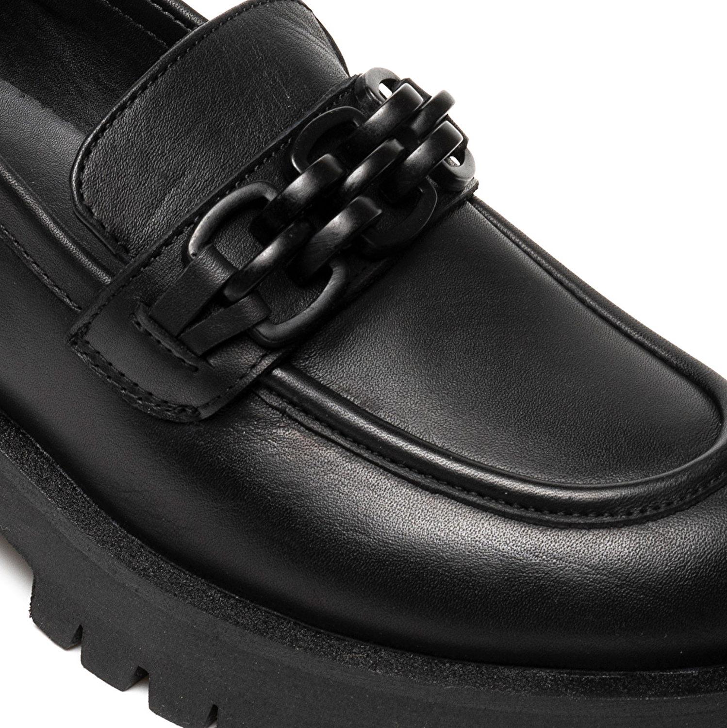 Kadın Siyah Deri Hakiki Deri Loafer Ayakkabı 3K2UA31005-4