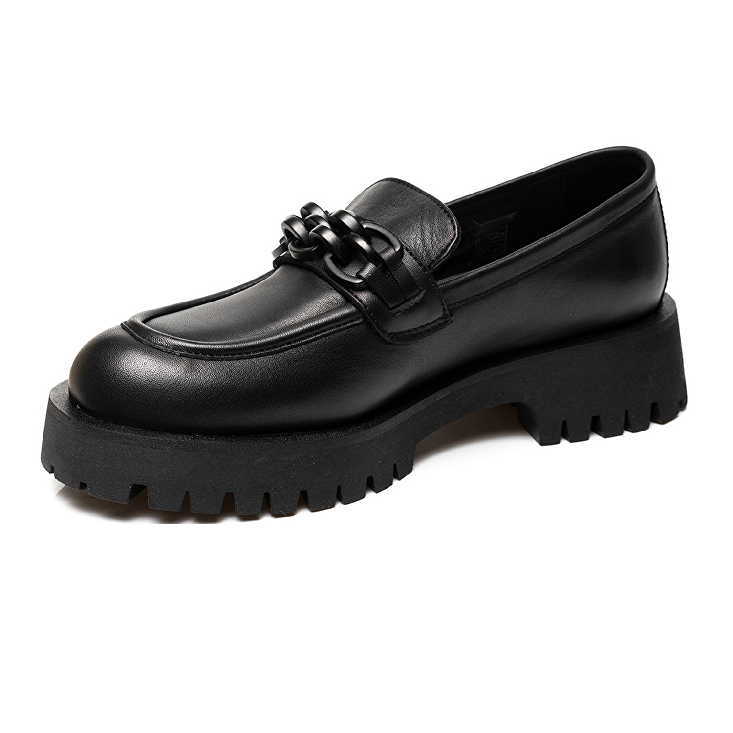 Kadın Siyah Deri Hakiki Deri Loafer Ayakkabı 3K2UA31005-2