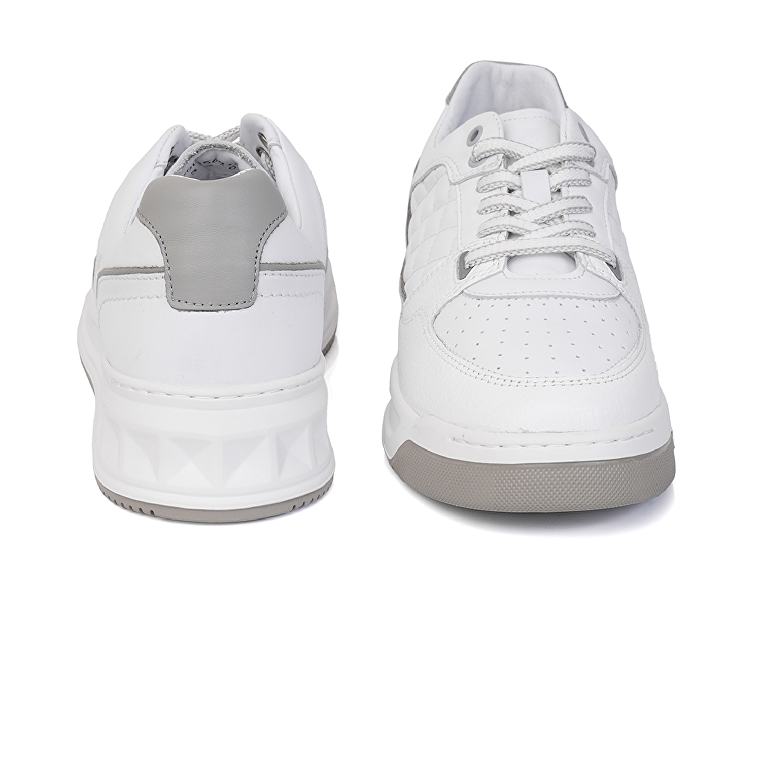 Erkek Beyaz Gri Hakiki Deri Sneaker Ayakkabı 3Y1SA17000-6