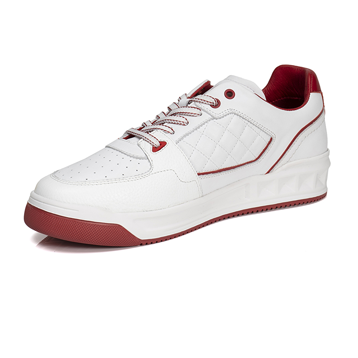 Erkek Beyaz Kırmızı Hakiki Deri Sneaker Ayakkabı 3Y1SA17000-3